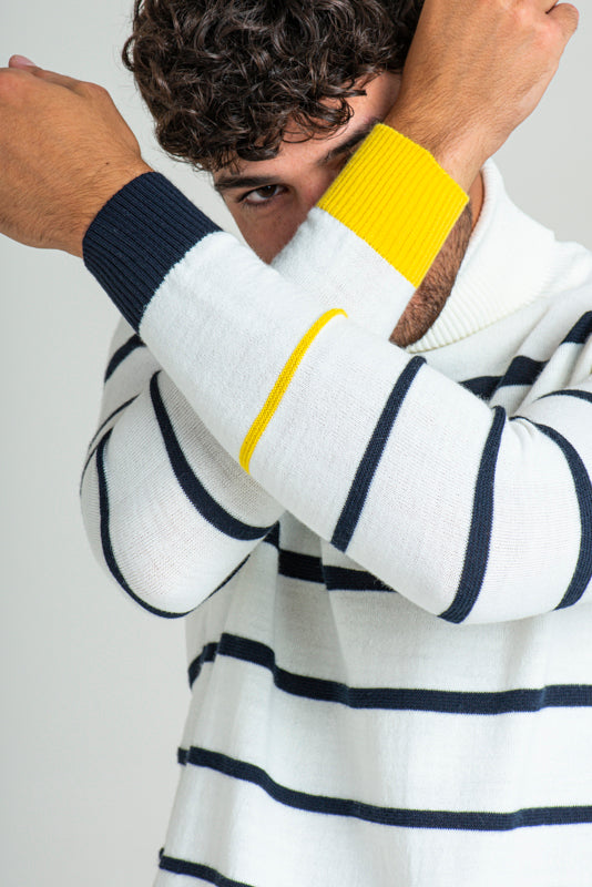 Yellow and white striped turtleneck clearance mens