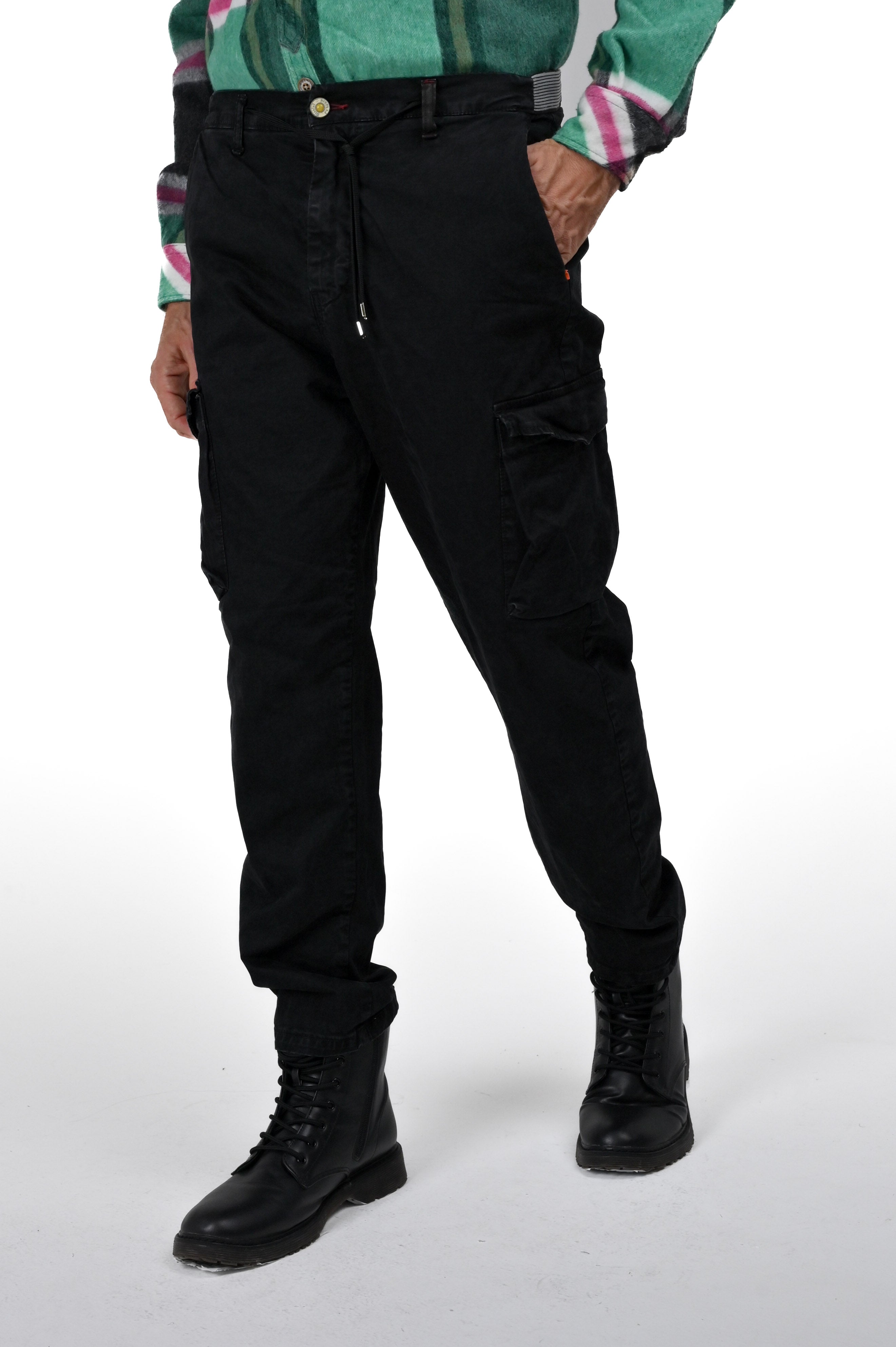 Regular Screen Raso Black Cotton Trousers FW24/25