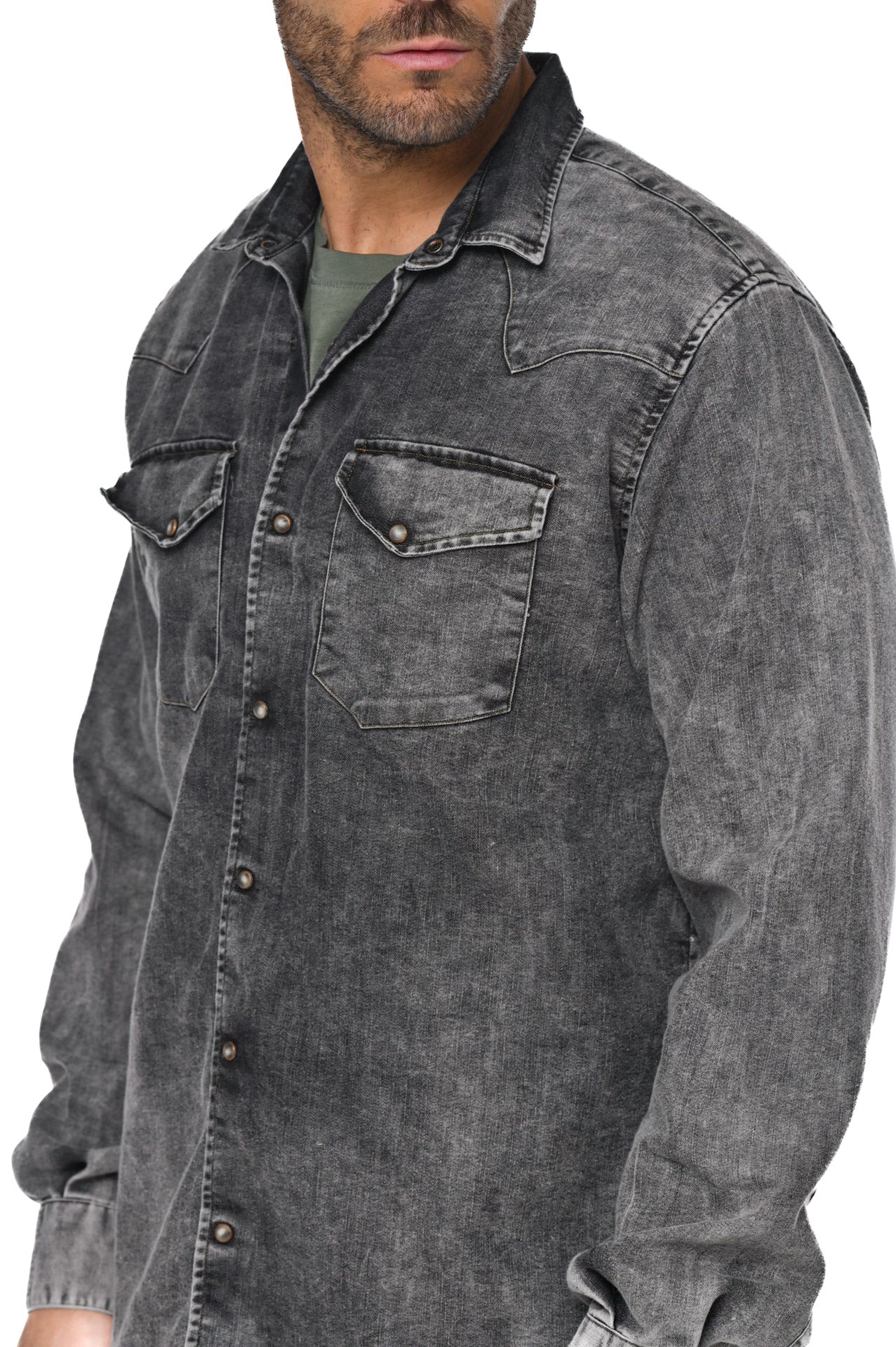 Spy BLK Marmorizzato SS23 Regular Denim Shirt