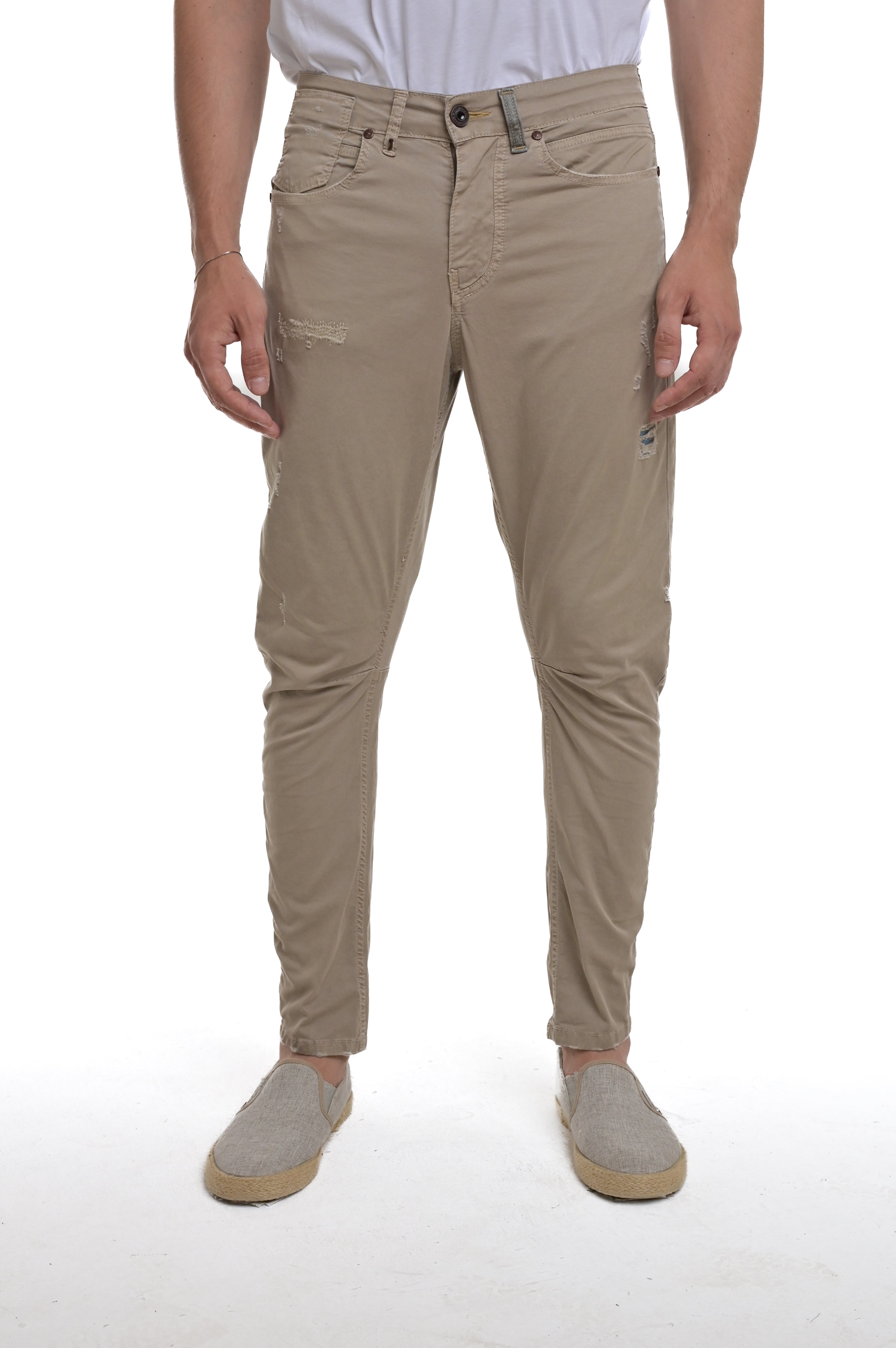 Pantaloni in cotone tapered Kron Rotture CT103 beige SS25