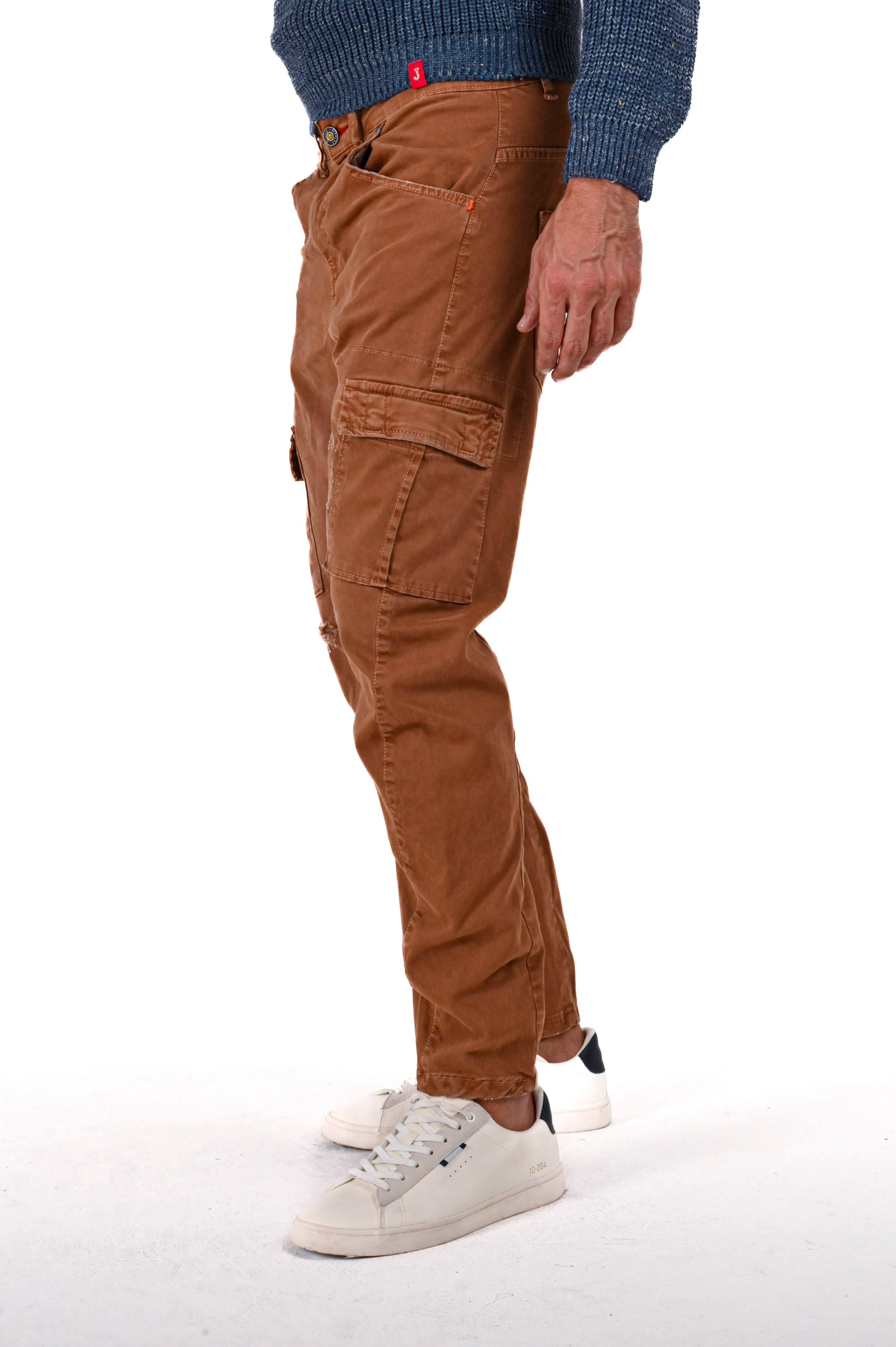 Pantaloni in cotone tapered New Evolution Rotture biscotto FW24/25