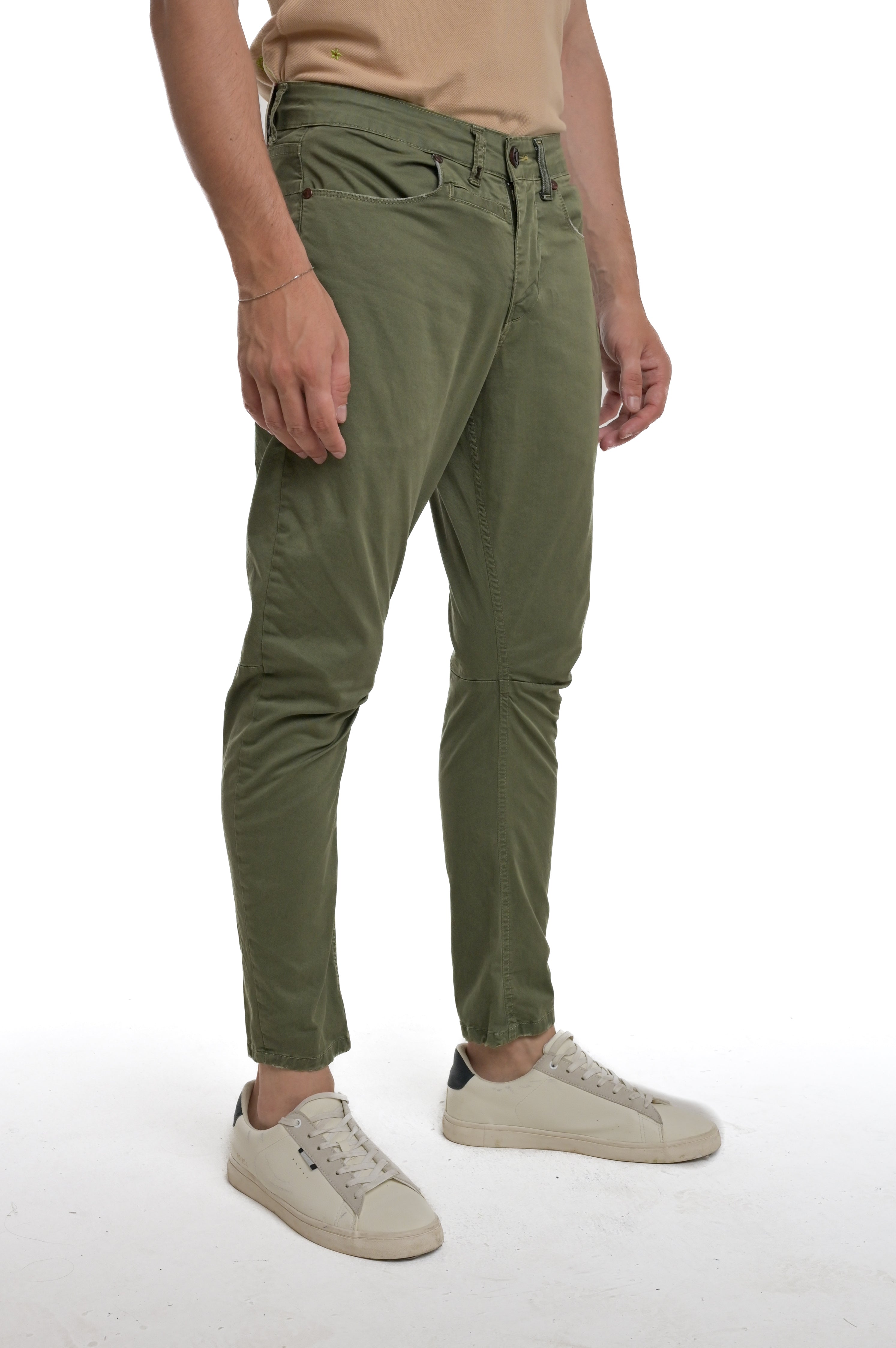 Pantaloni in cotone tapered Vertigo verde SS25