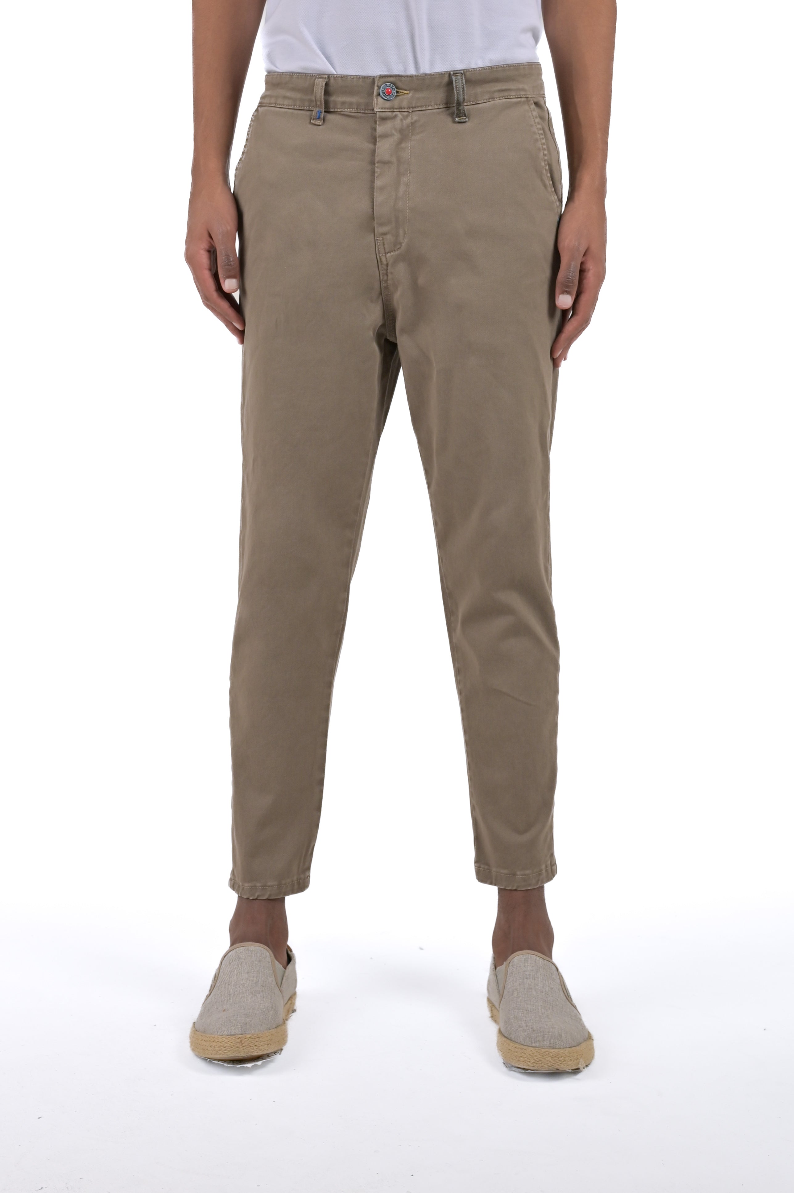 Pantaloni in cotone slim Groove Libeccio fango SS24