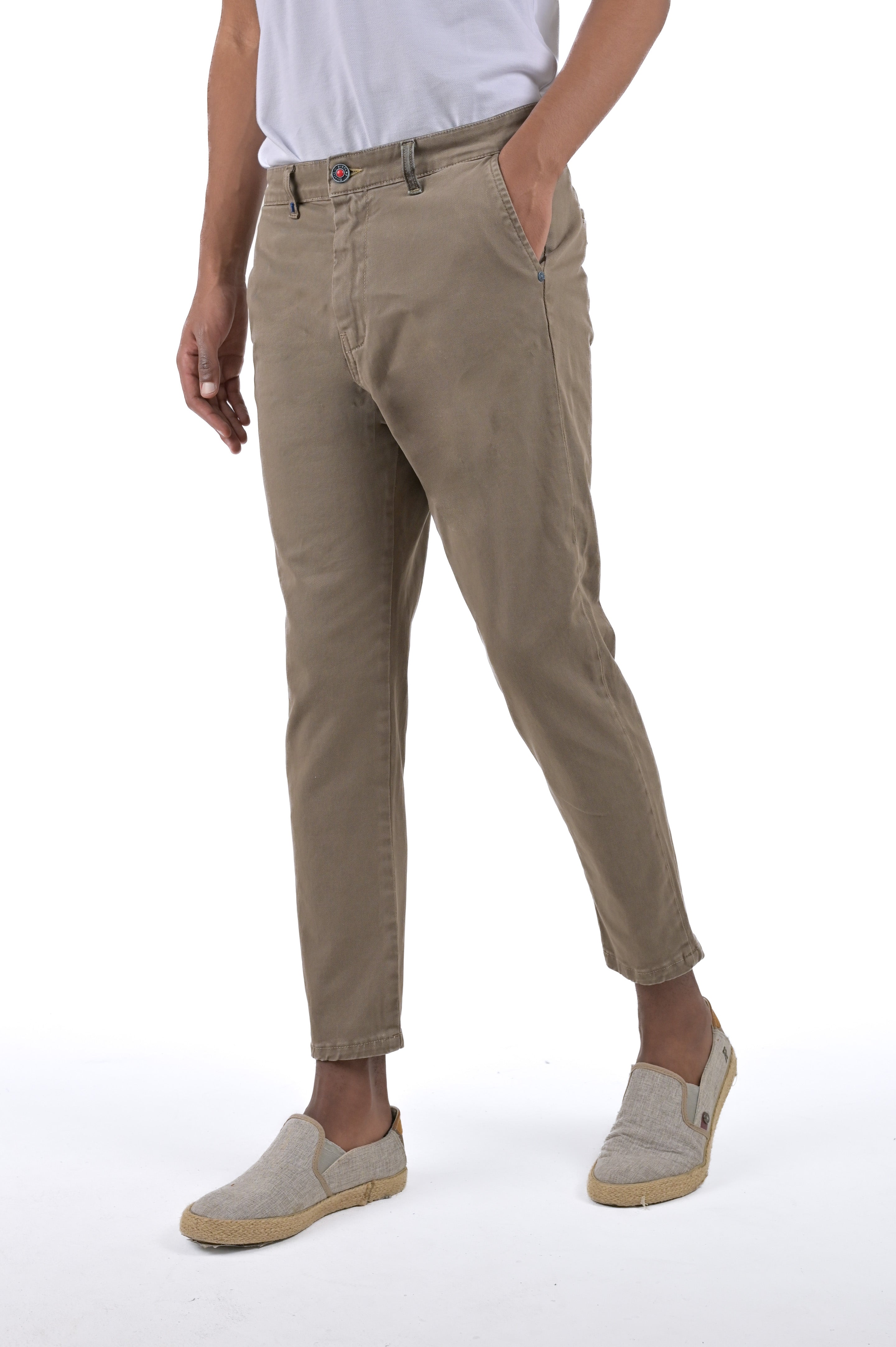 Pantaloni in cotone slim Groove Libeccio fango SS24