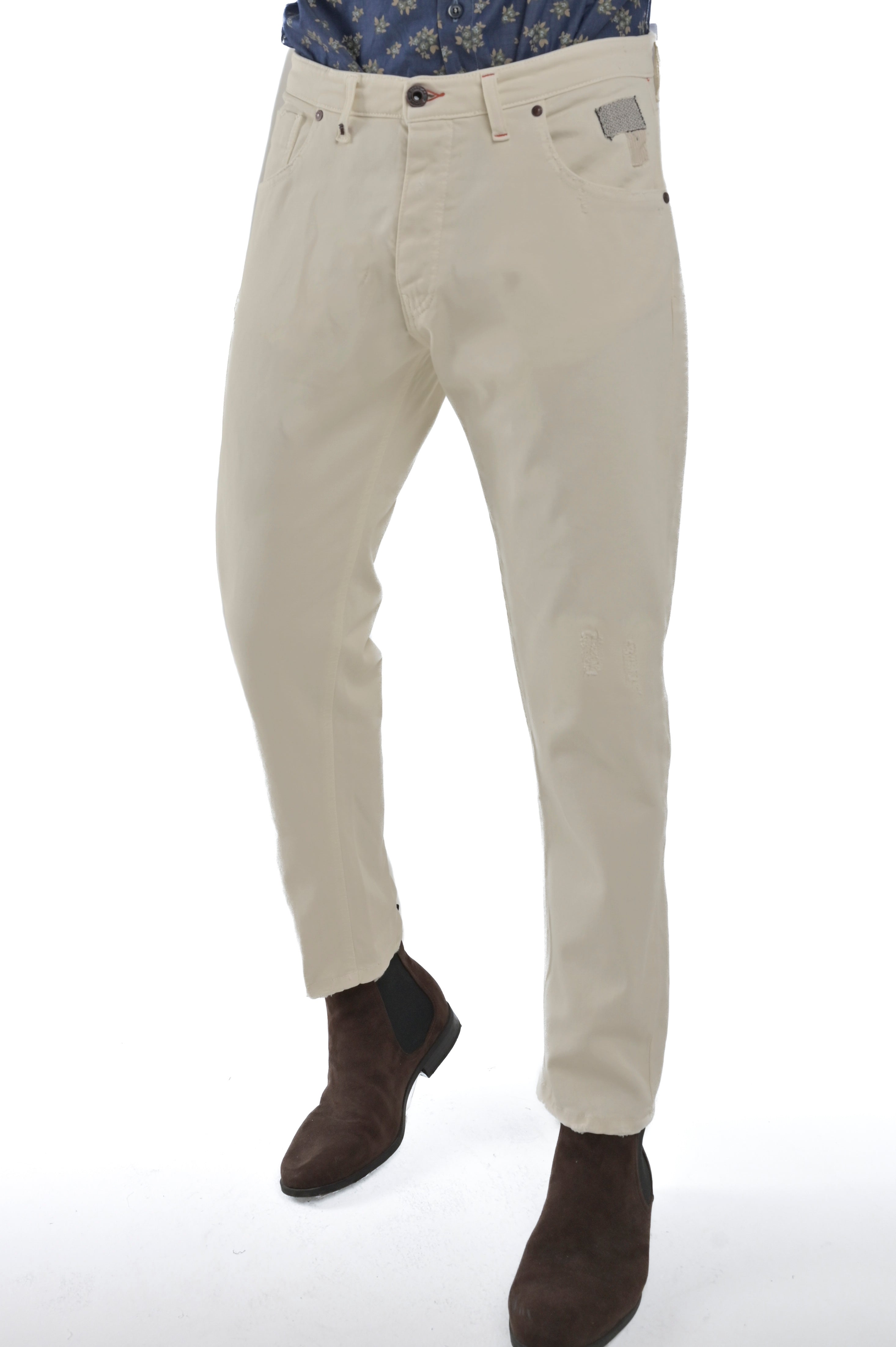 Pantaloni in cotone slim Life Libeccio AI07 panna FW24/25