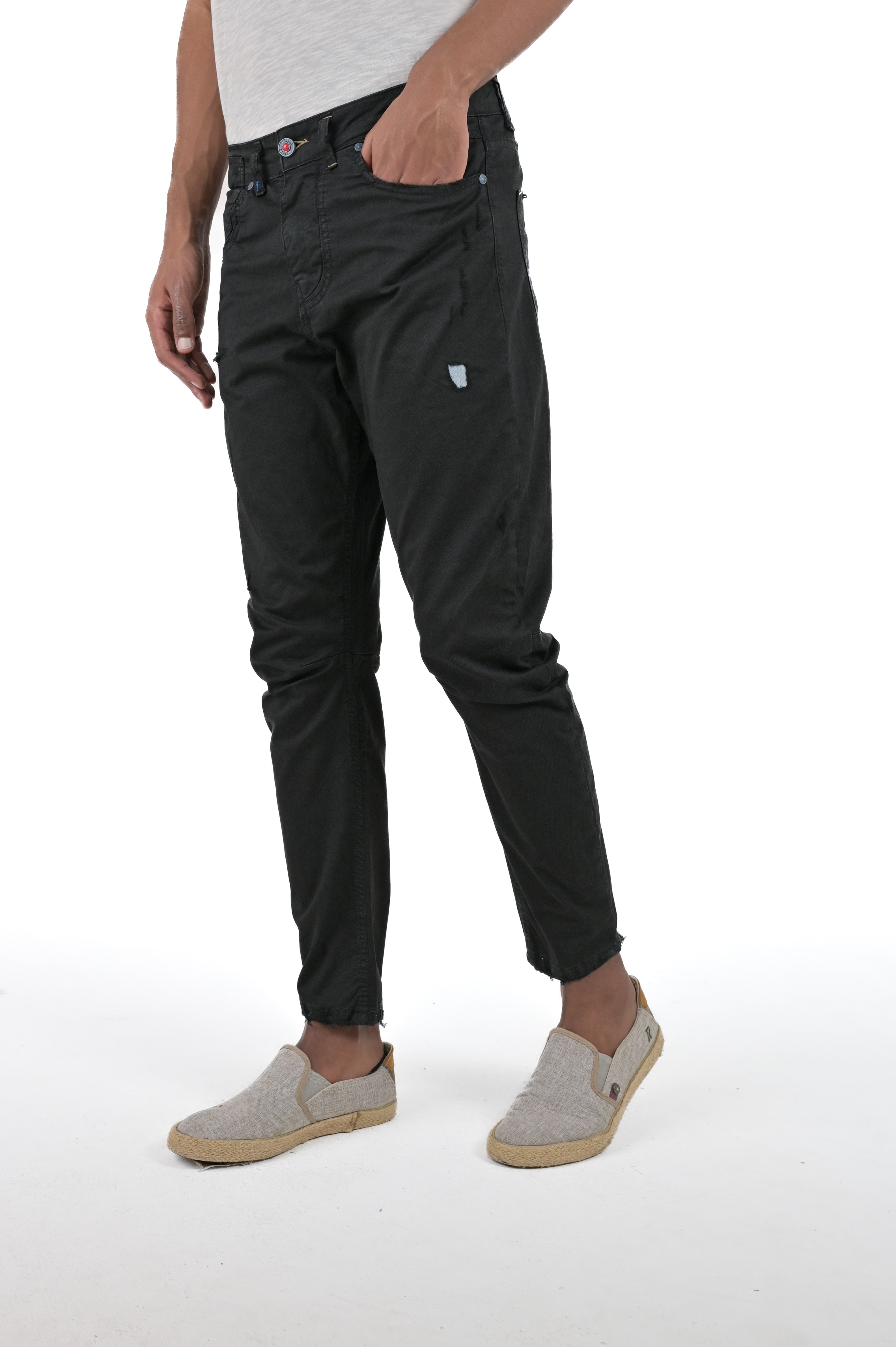 Pantaloni in cotone tapered Kron AM3 nero SS24