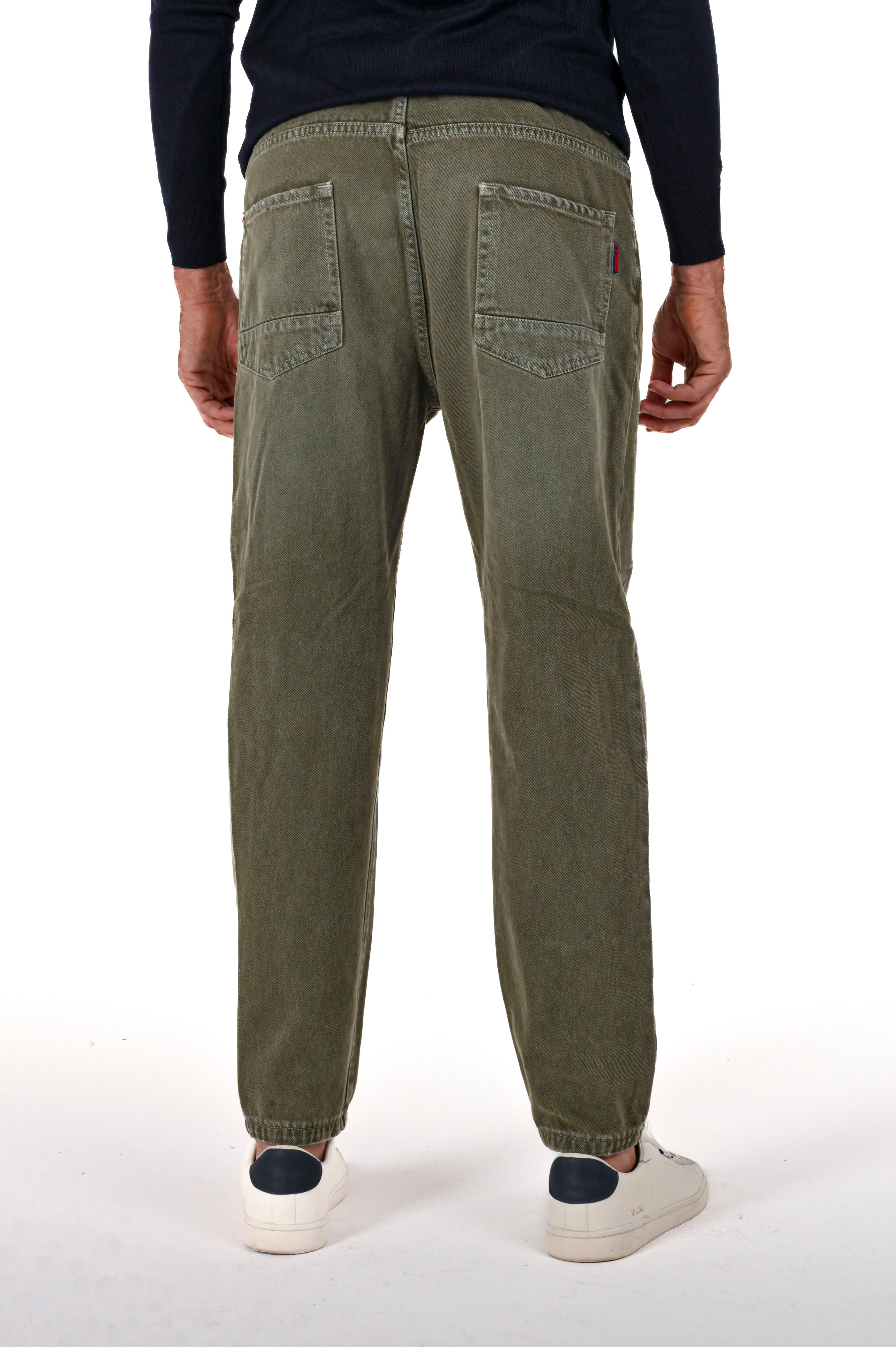 Pantaloni in cotone regular New Wolf Bull verde FW24/25