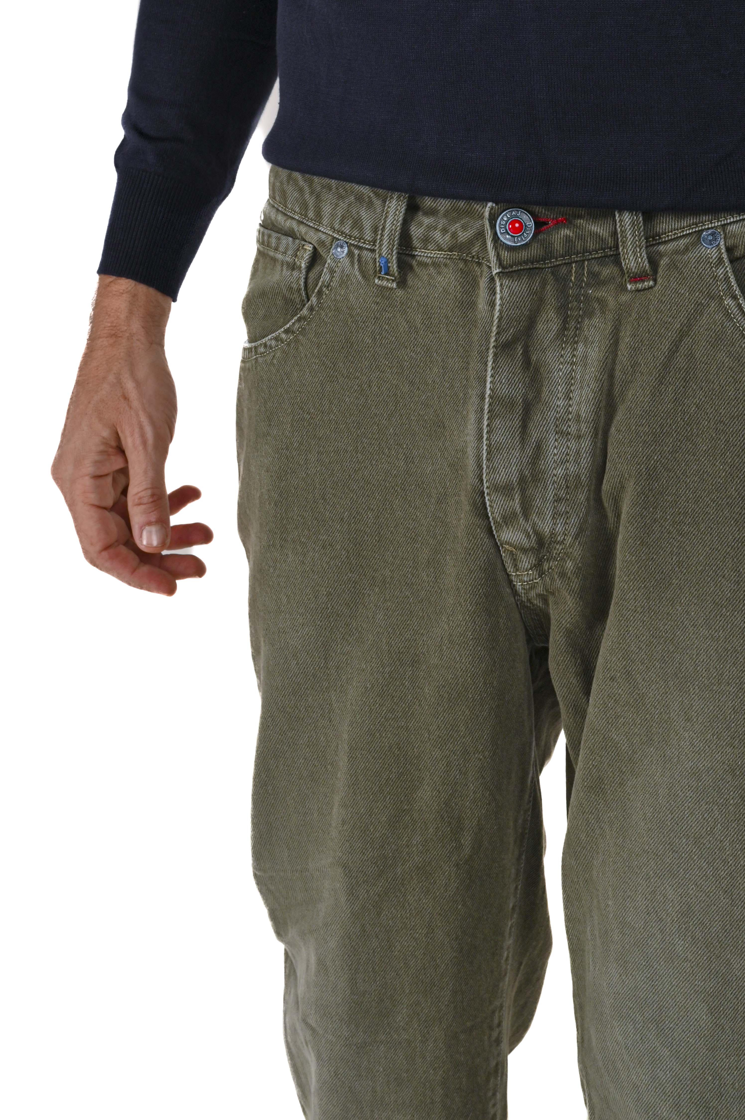 Pantaloni in cotone regular New Wolf Bull verde FW24/25