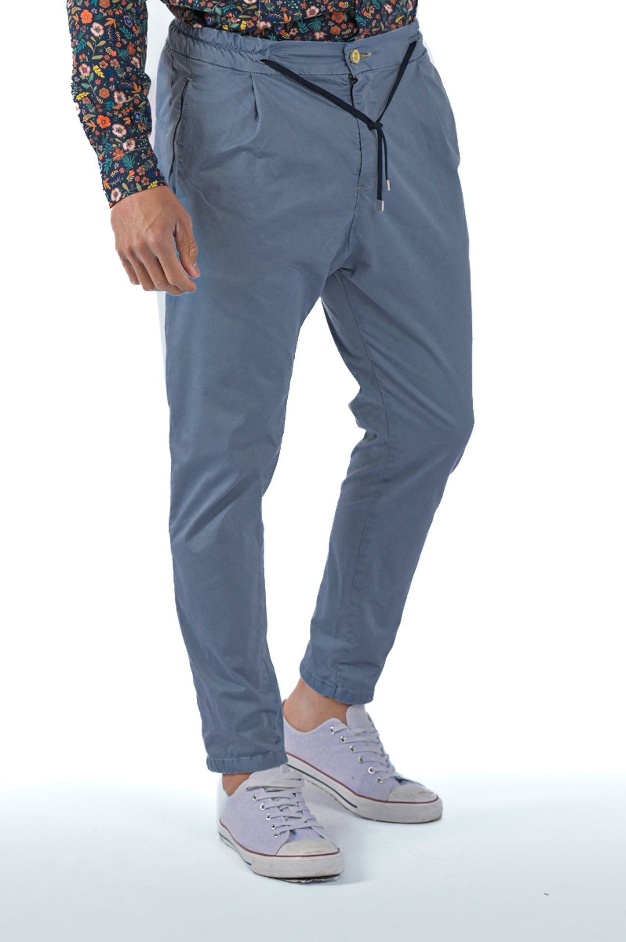 Pantaloni in cotone tapered Roby Raso zucchero SS23