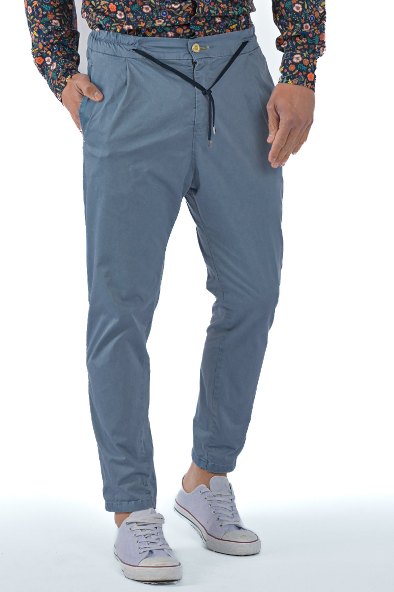 Pantaloni in cotone tapered Roby Raso zucchero SS23