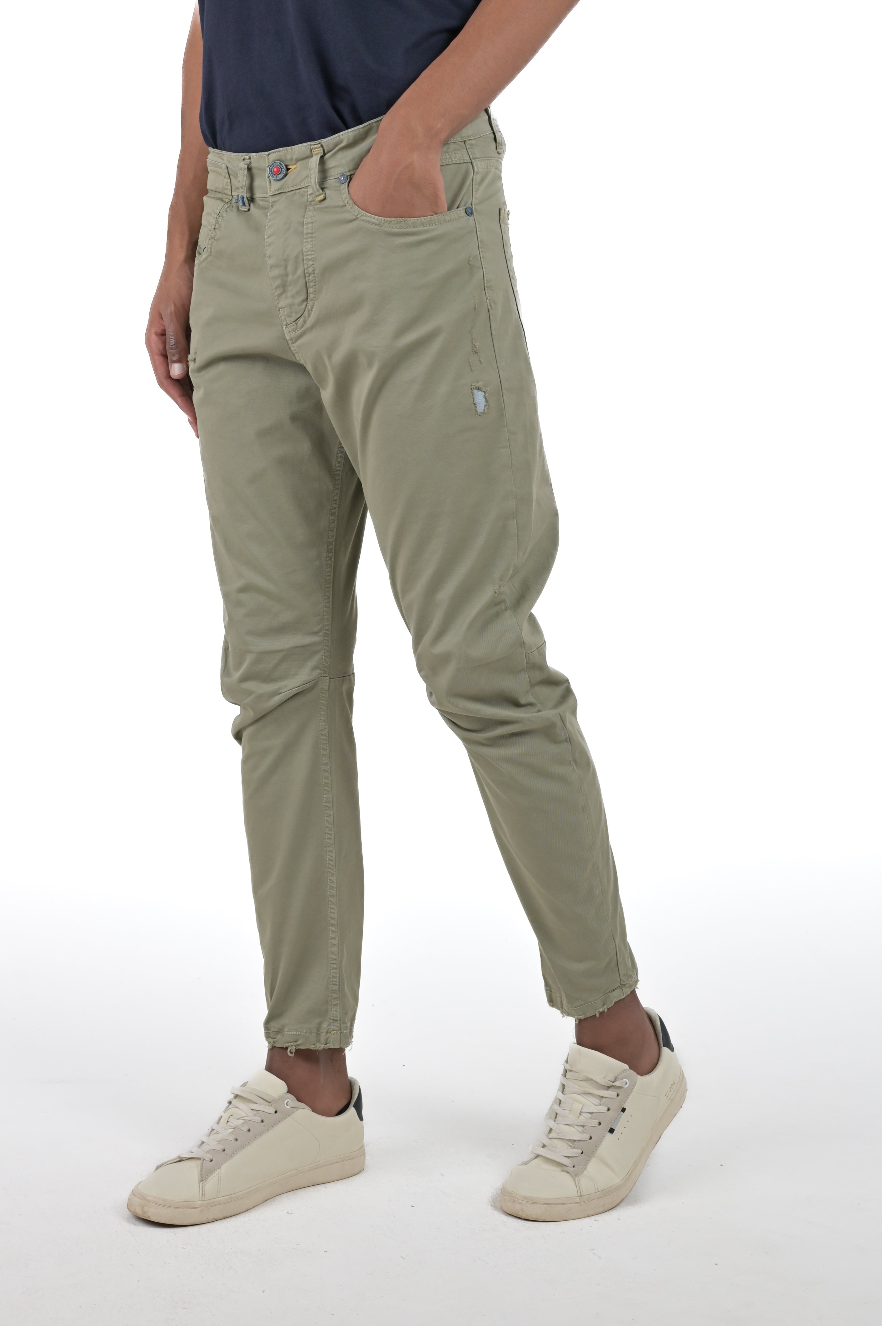 Pantaloni in cotone tapered Kron AM3 verde SS24