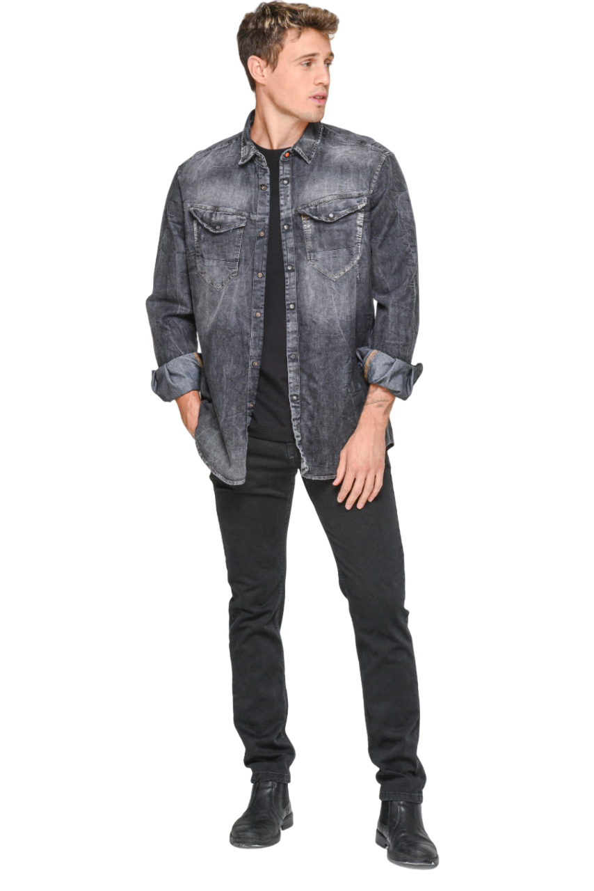 Regular Park BLK Marbled Denim Shirt FW22/23