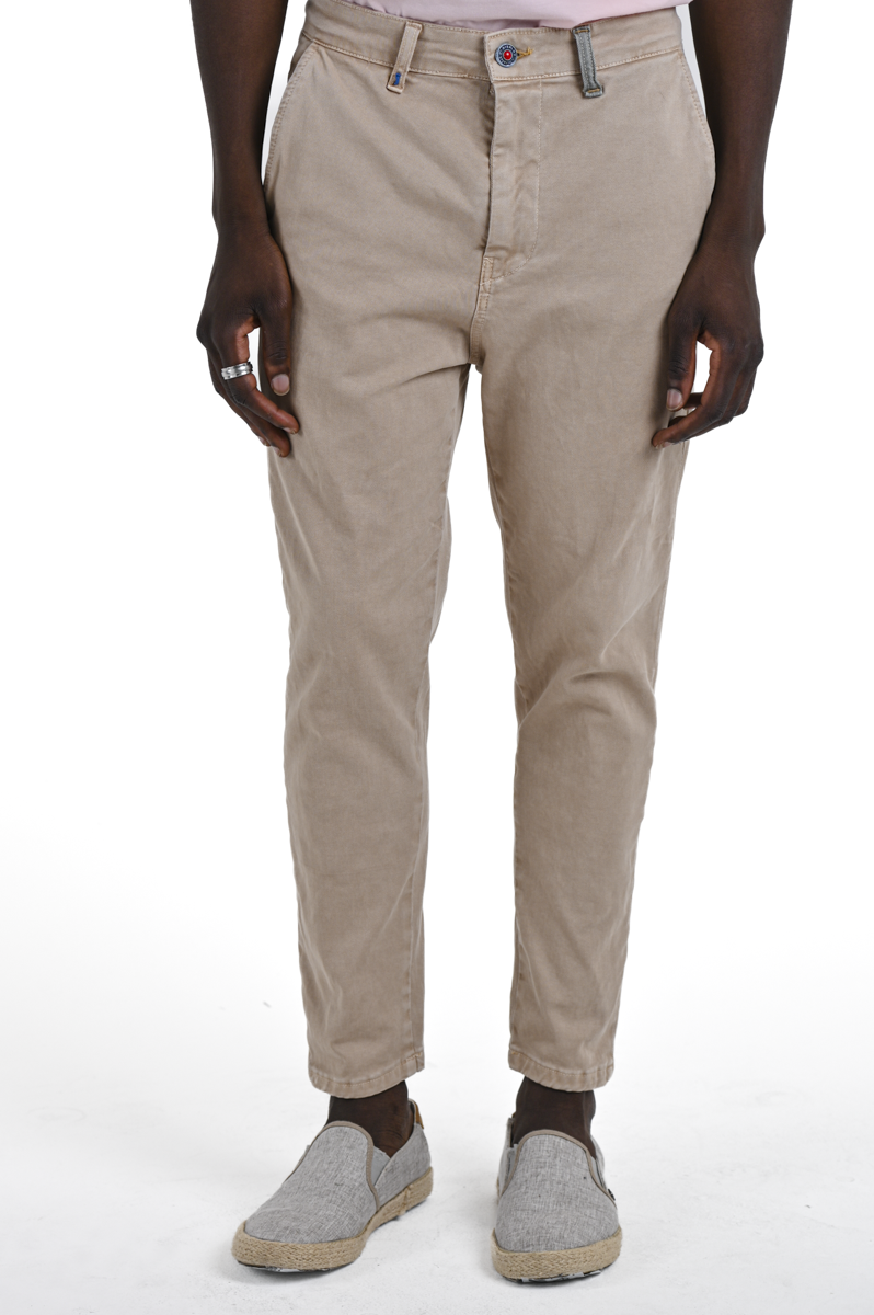 Groove Libeccio Beige Slim Cotton Trousers SS24