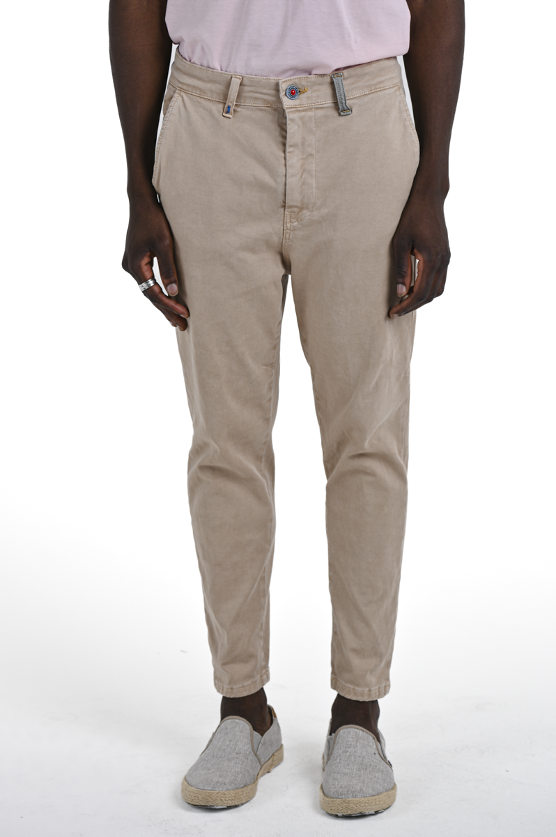 Groove Libeccio Beige Slim Cotton Trousers SS24