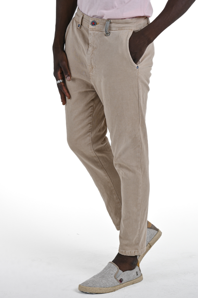 Pantaloni in cotone slim Groove Libeccio Beige SS24