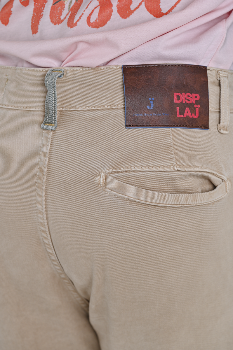 Groove Libeccio Beige Slim Cotton Trousers SS24