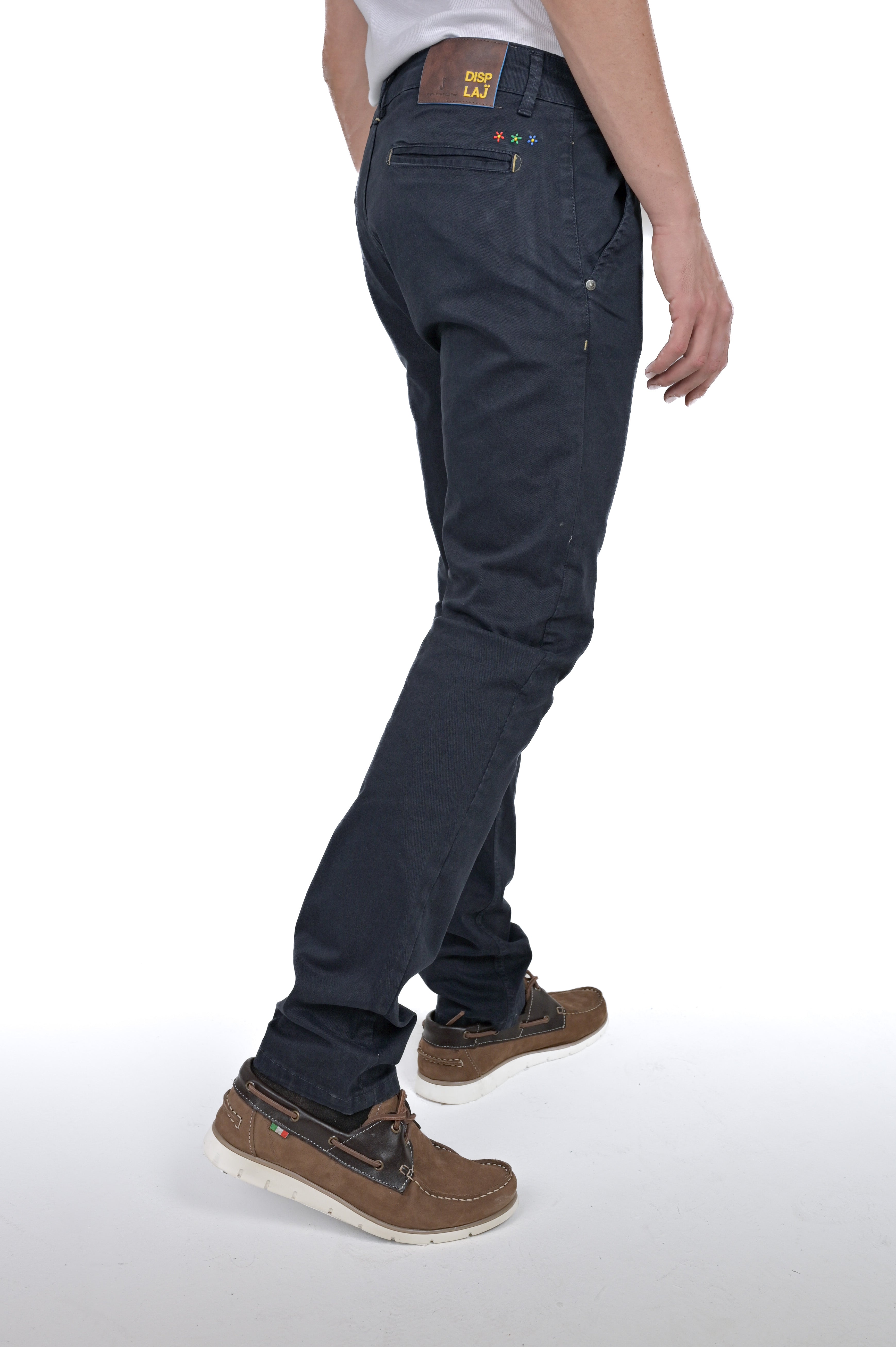 Pantaloni in cotone slim Kinos Ricamo blu FW24/25