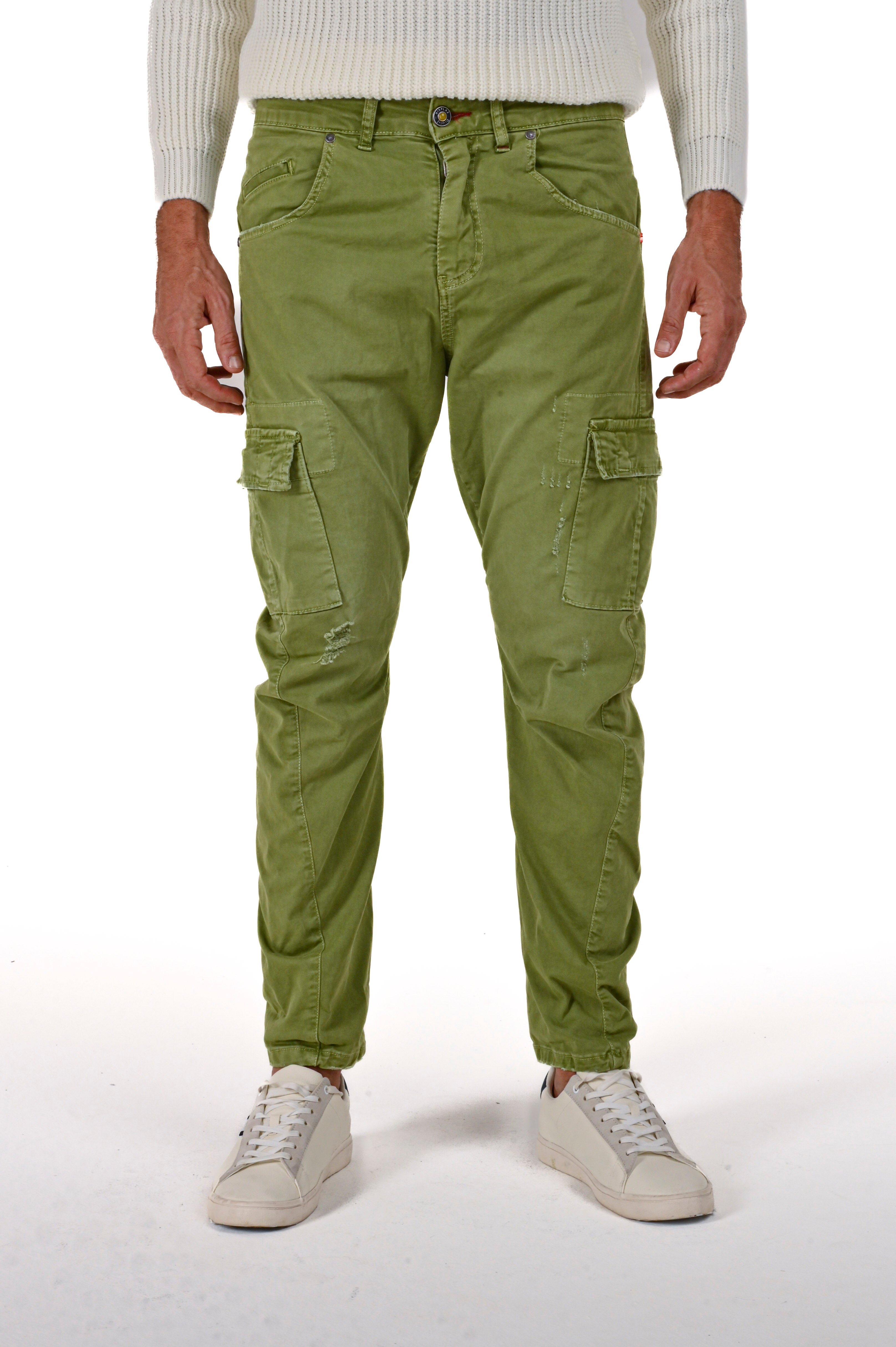 Pantaloni in cotone tapered New Evolution oliva FW24/25