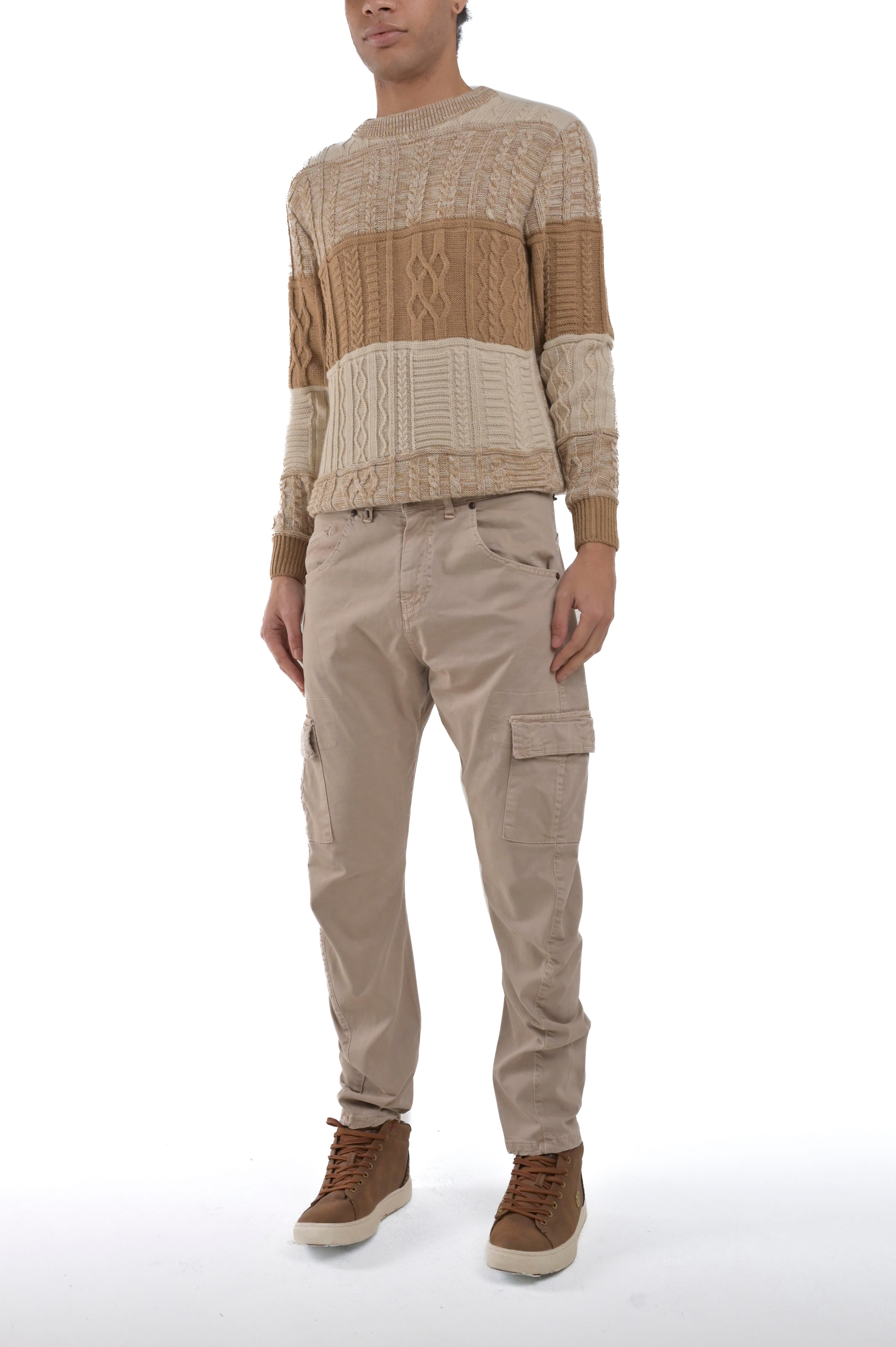 New Evolution beige tapered cotton trousers FW24/25