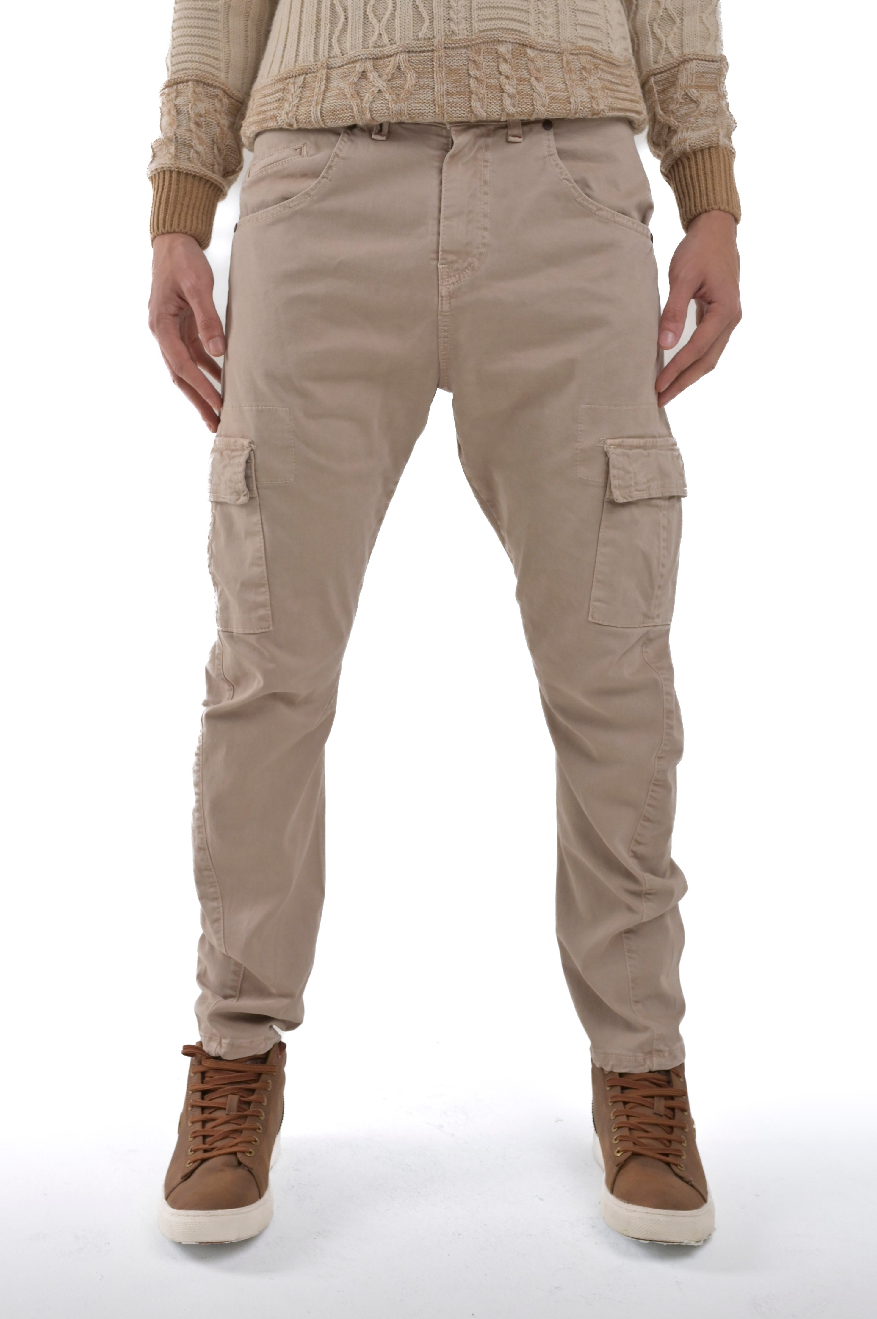 New Evolution beige tapered cotton trousers FW24/25