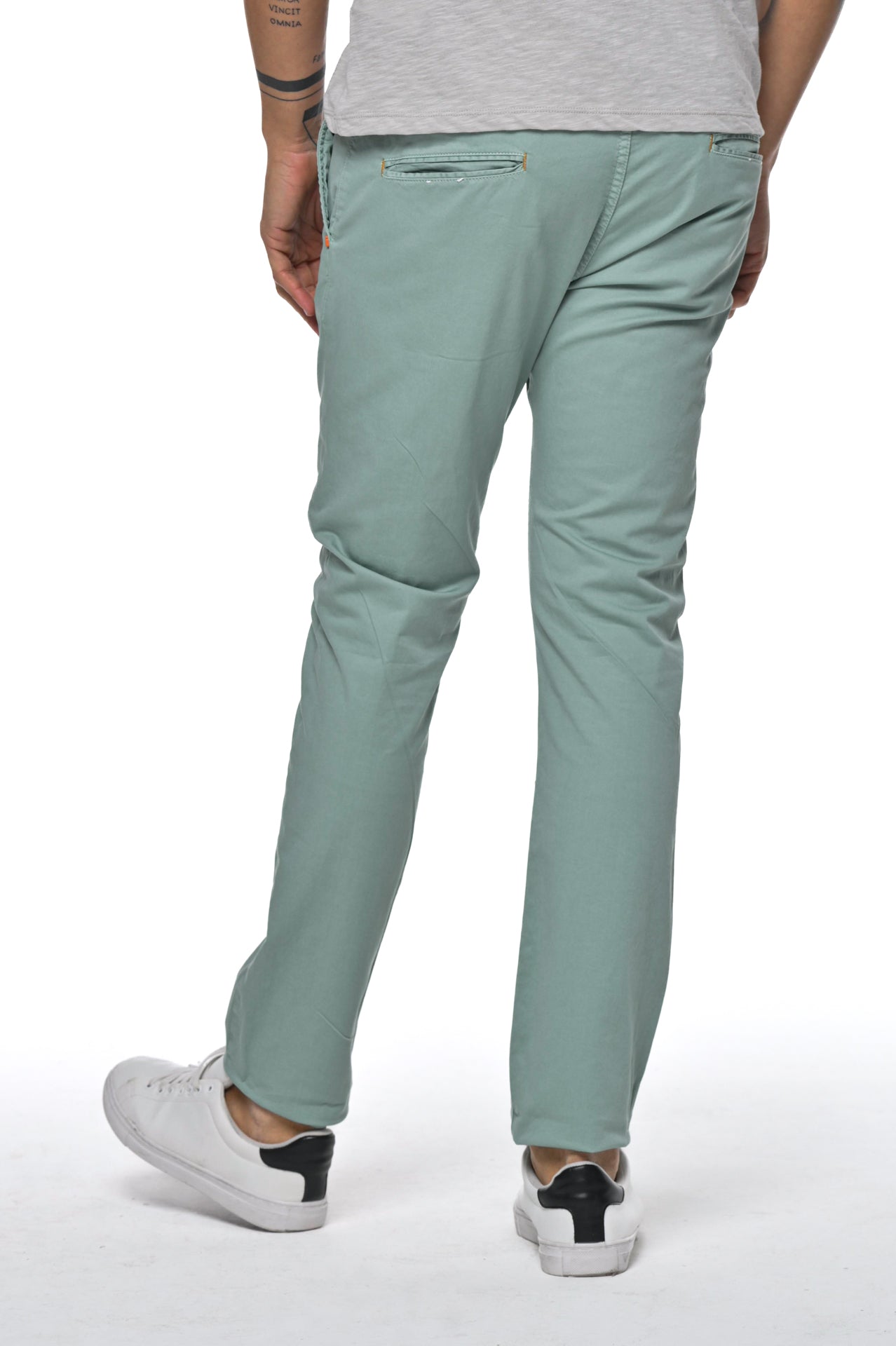 Pantaloni in cotone slim Kinos Verde Acqua SS25