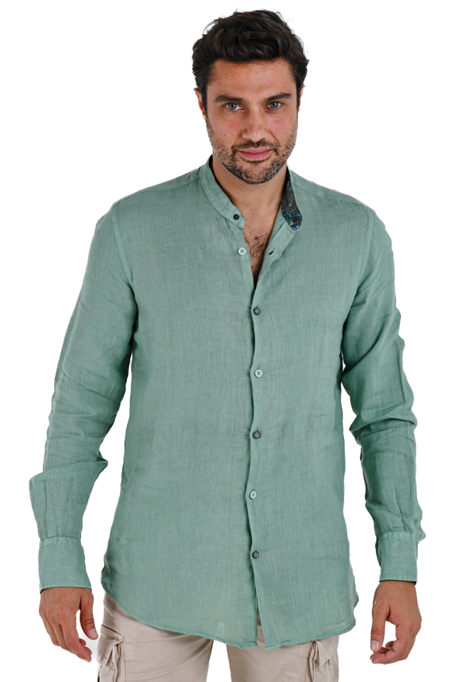 Camicia in lino regular Tom Lino Verde Acqua SS24