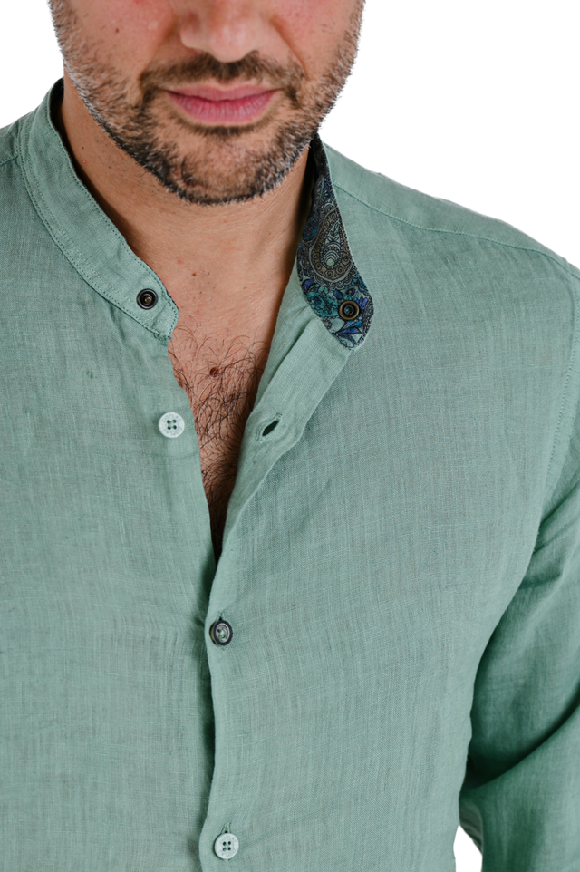 Camicia in lino regular Tom Lino Verde Acqua SS24