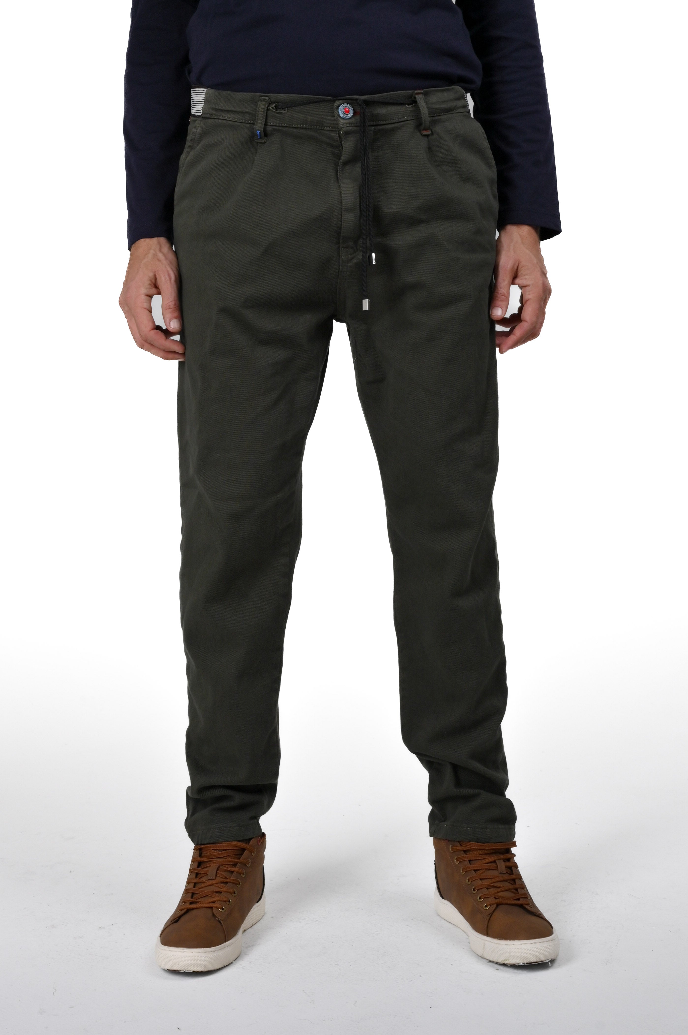 Pantaloni in cotone regular Lion Bull verde FW24/25