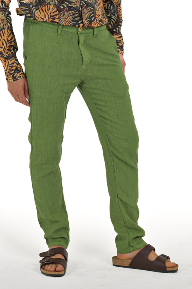 Pantalon slim Sonic Lino Verde Pera SS24