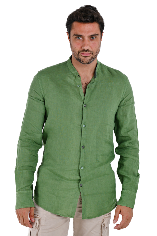 Camicia in lino regular Tom Lino Verde Pera SS24