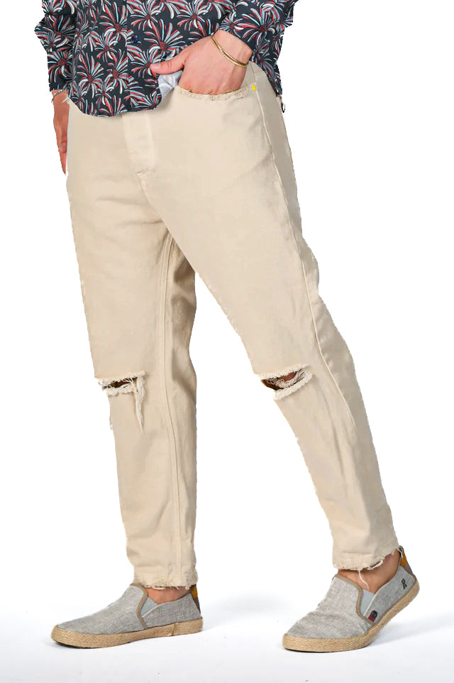 Loose Wide Astra Beige Cotton Pants SS22