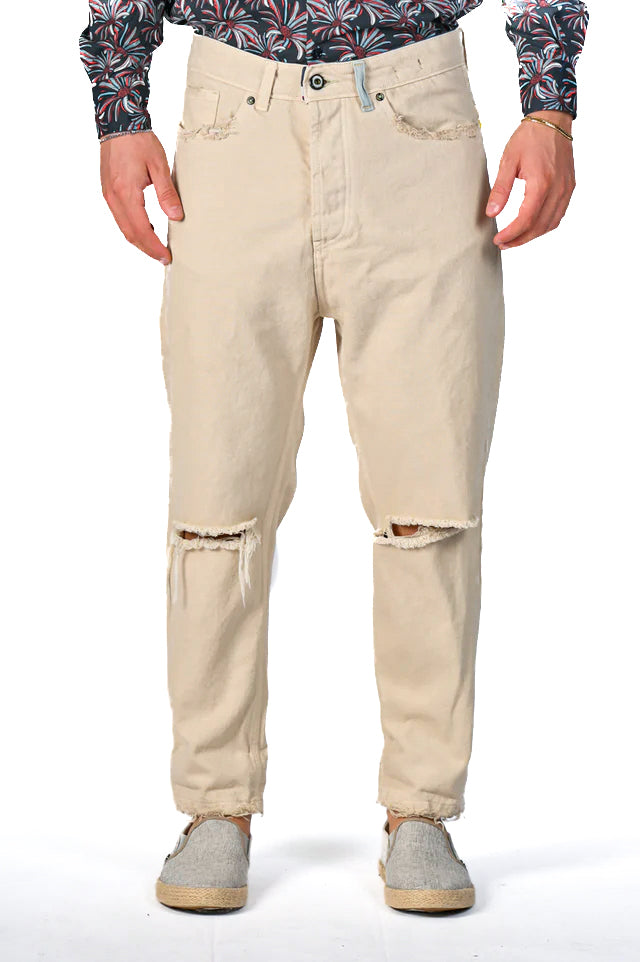 Pantaloni in cotone loose Wide Astra beige SS22