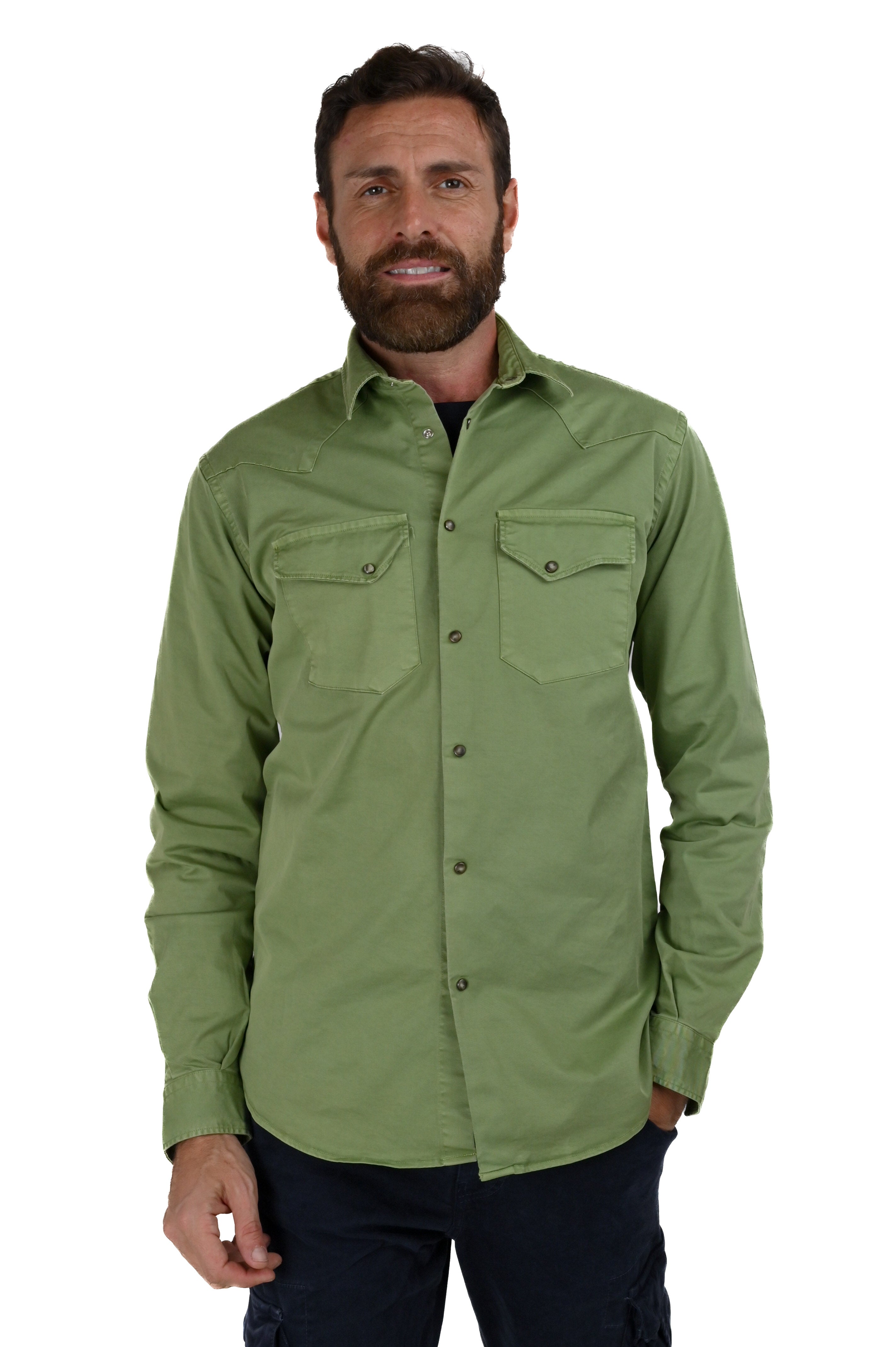 Spy Bull Olive Regular Cotton Shirt FW24/25