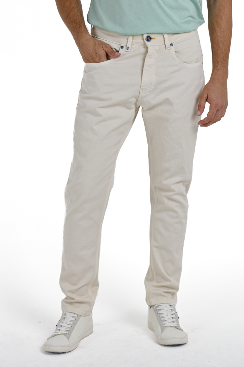 Kong DRL cream regular cotton trousers SS24