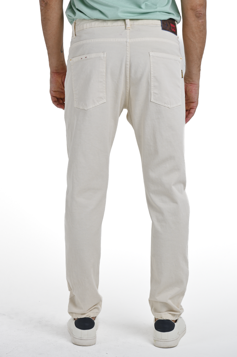 Pantaloni in cotone regular Kong DRL panna SS24