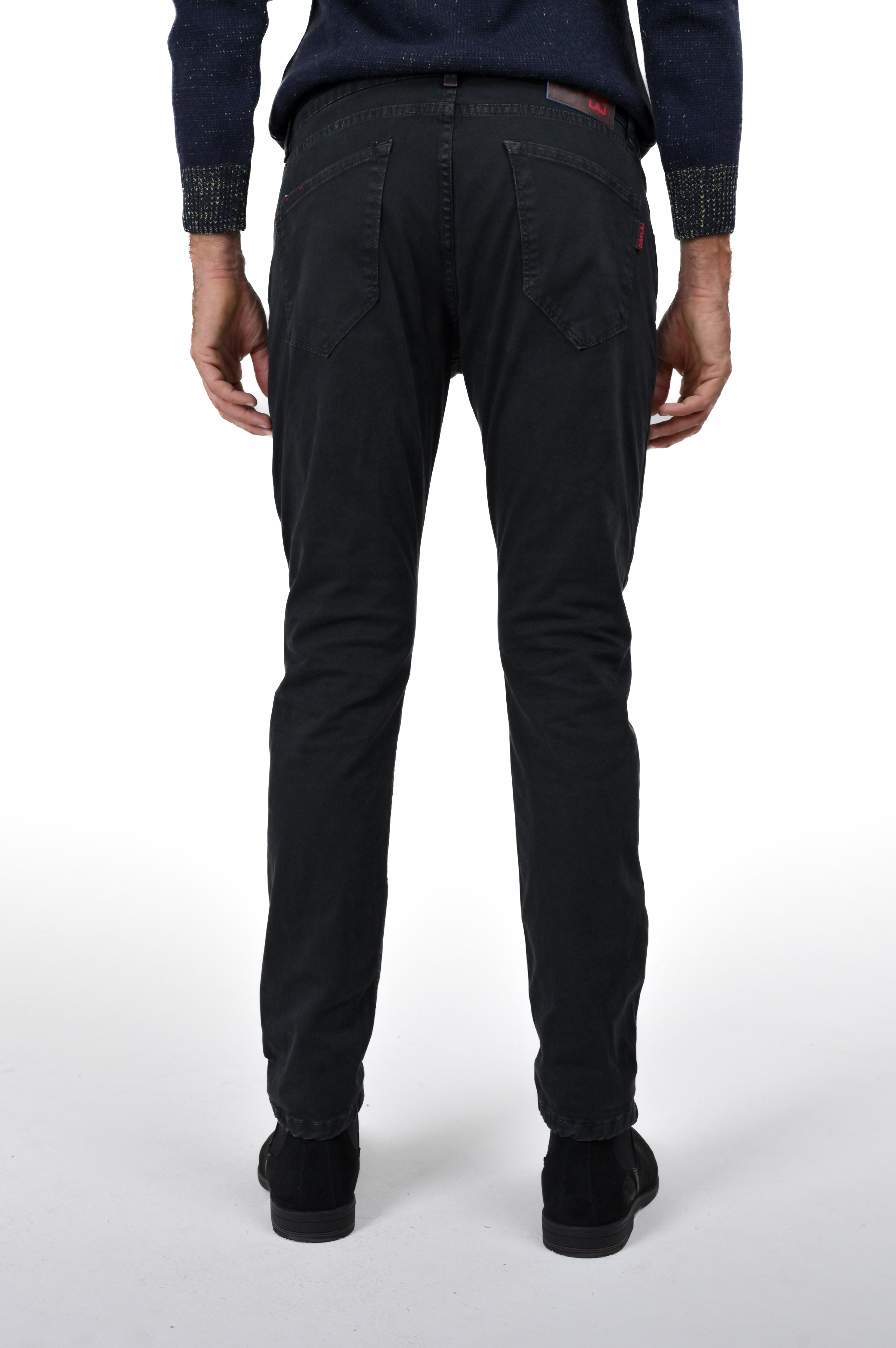 New London Gab Old Black Slim Cotton Trousers FW23/24