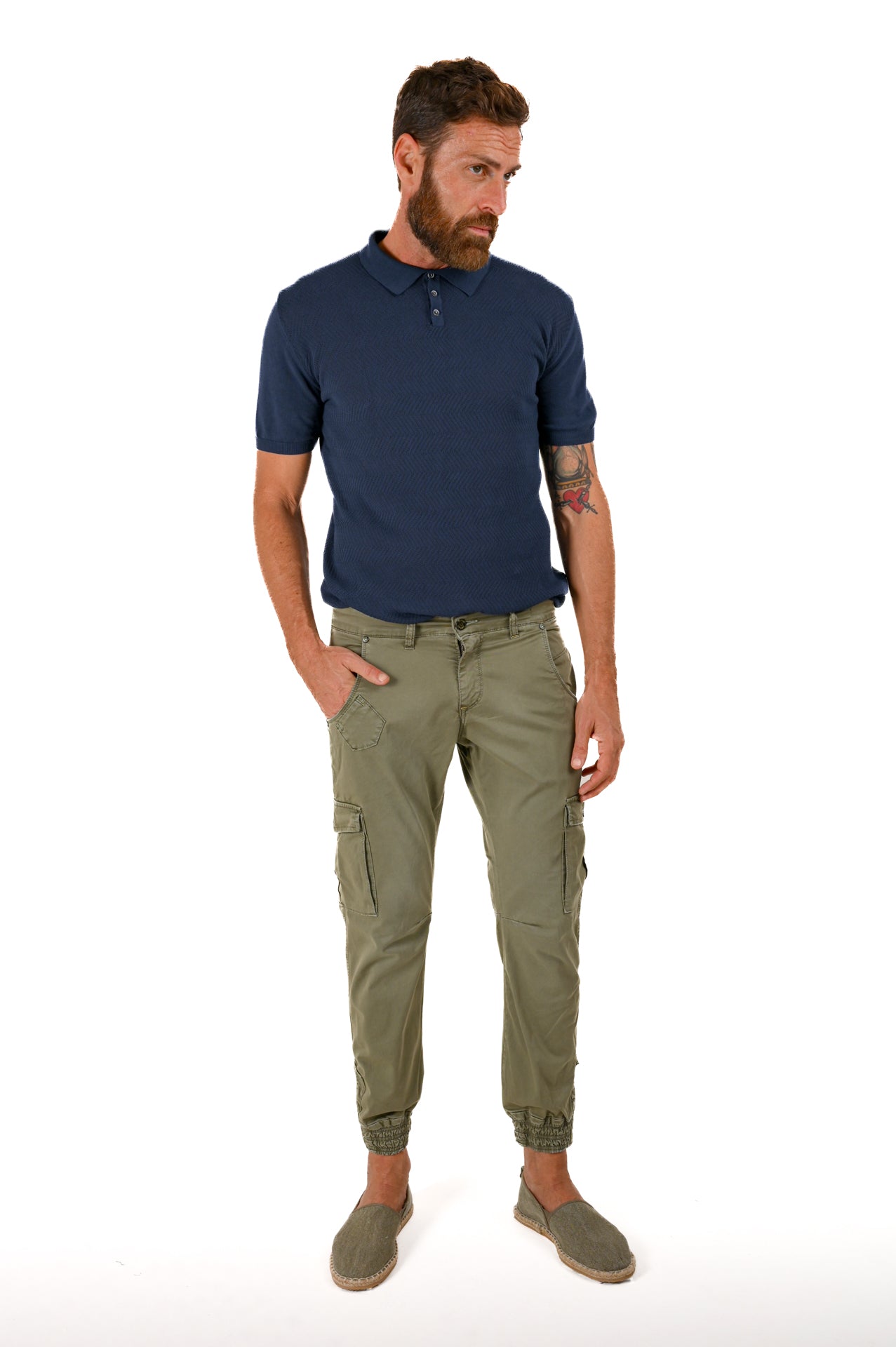 Pantaloni in cotone Slim Cezanne Bott verde SS22