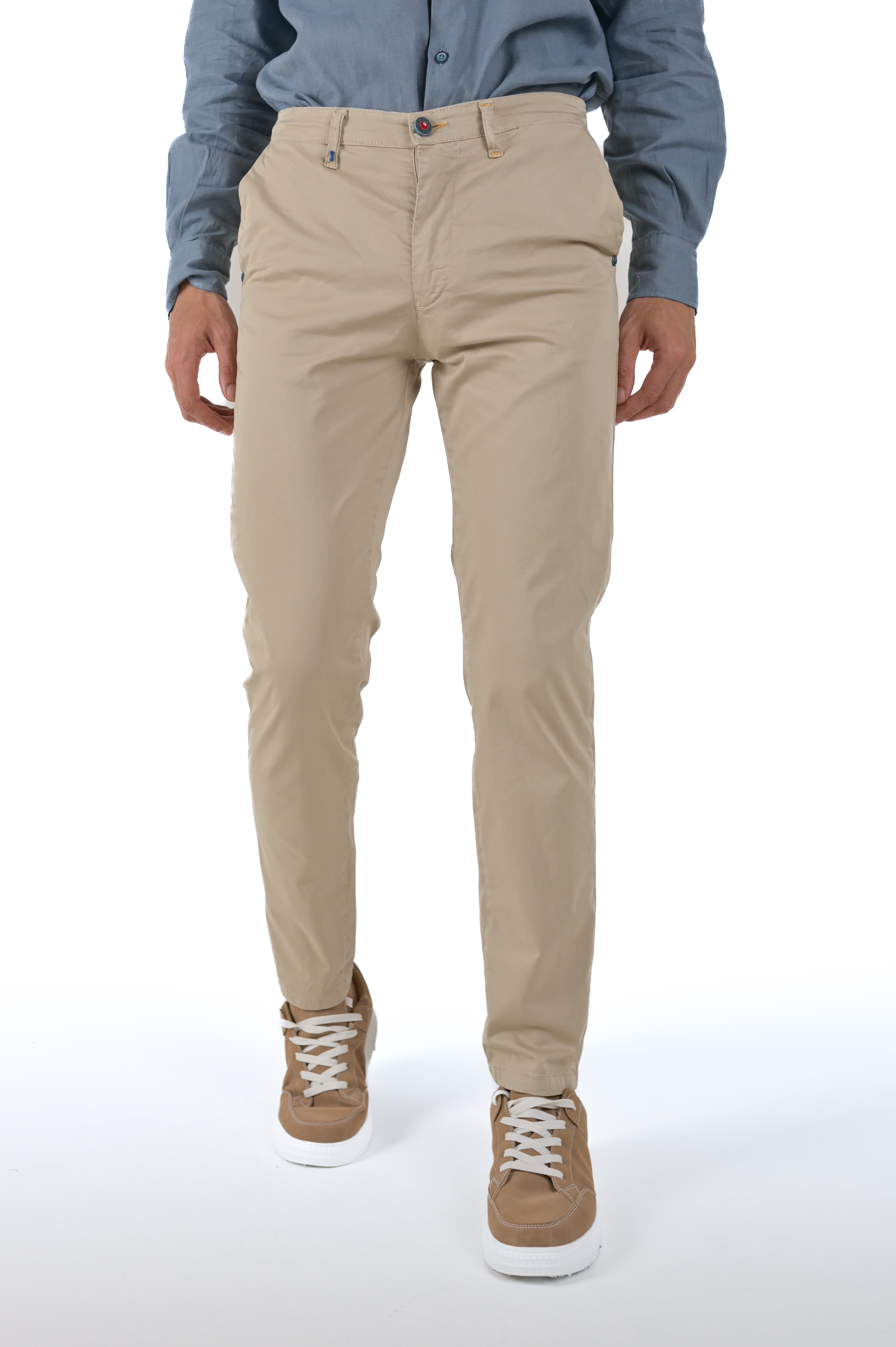 Pantaloni in cotone slim Sonic Raso Beige SS25