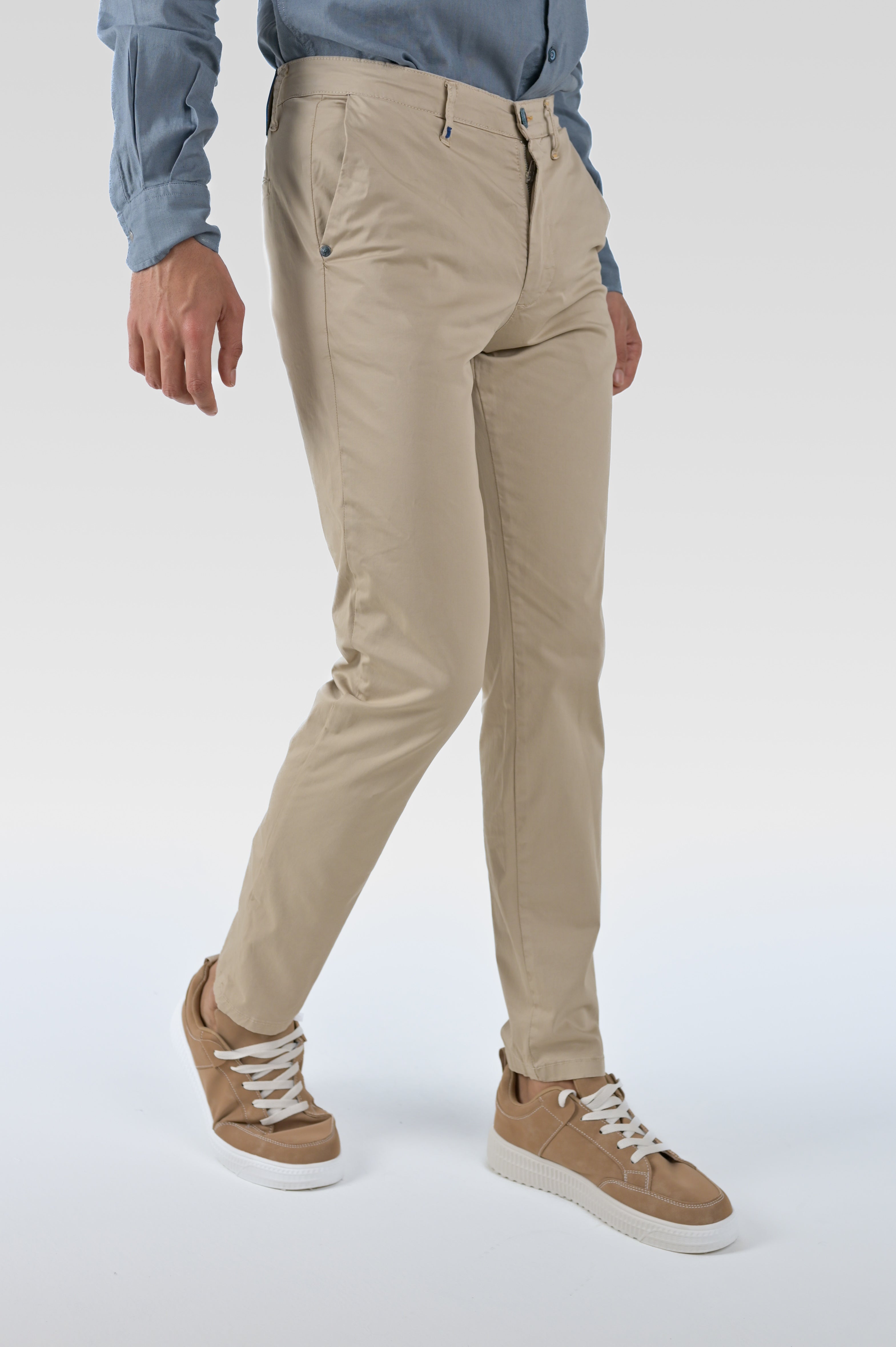 Pantaloni in cotone slim Sonic Raso Beige SS25