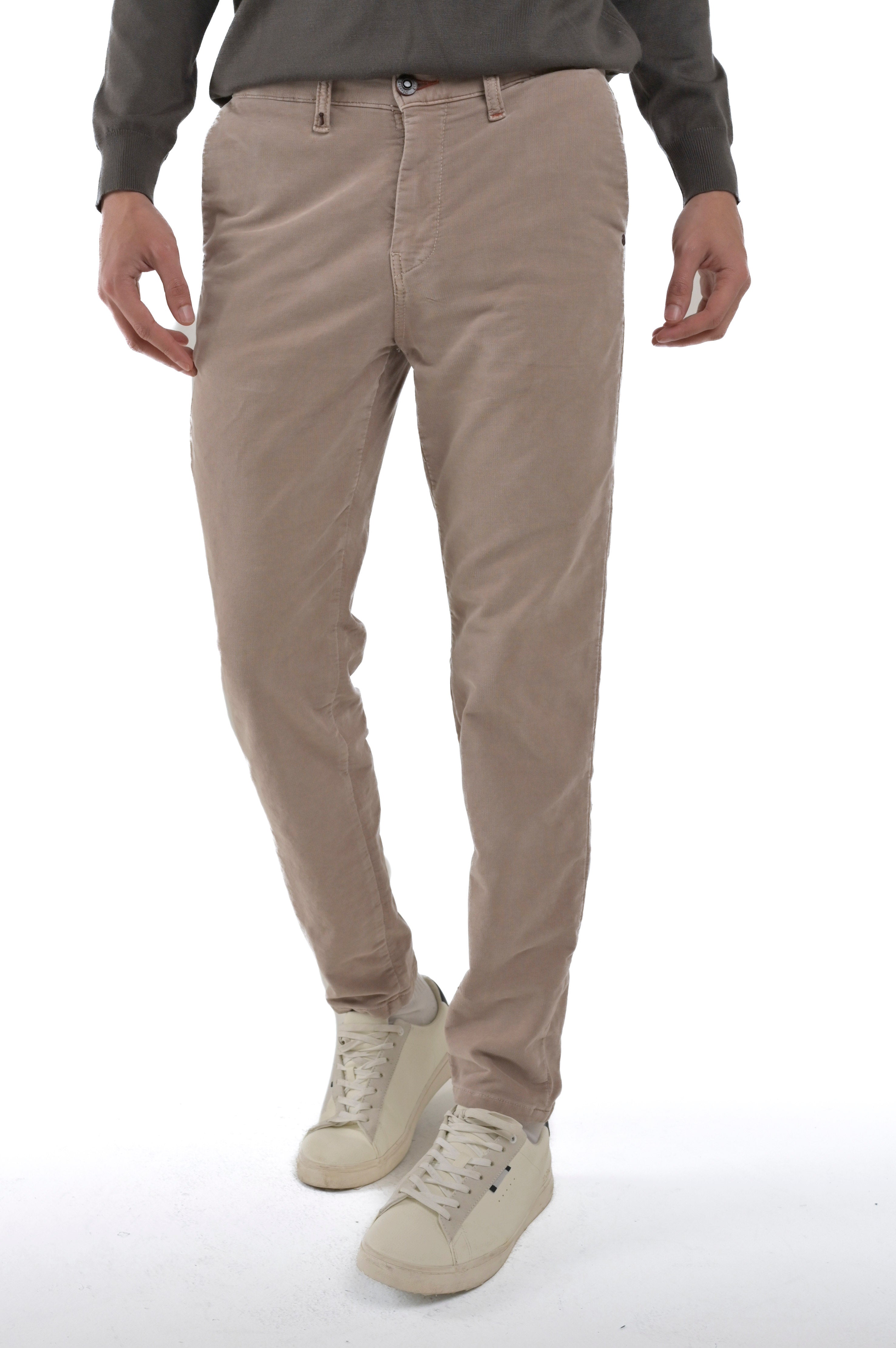 Pantaloni in cotone slim Sonic Smoth beige FW24/25