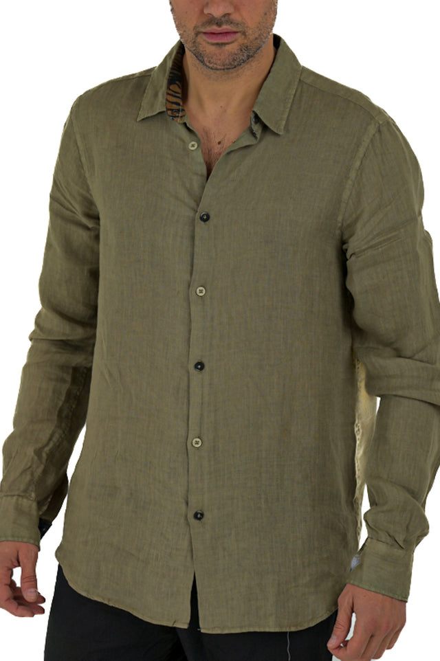 Camicia in lino regular Low lino Militare SS24