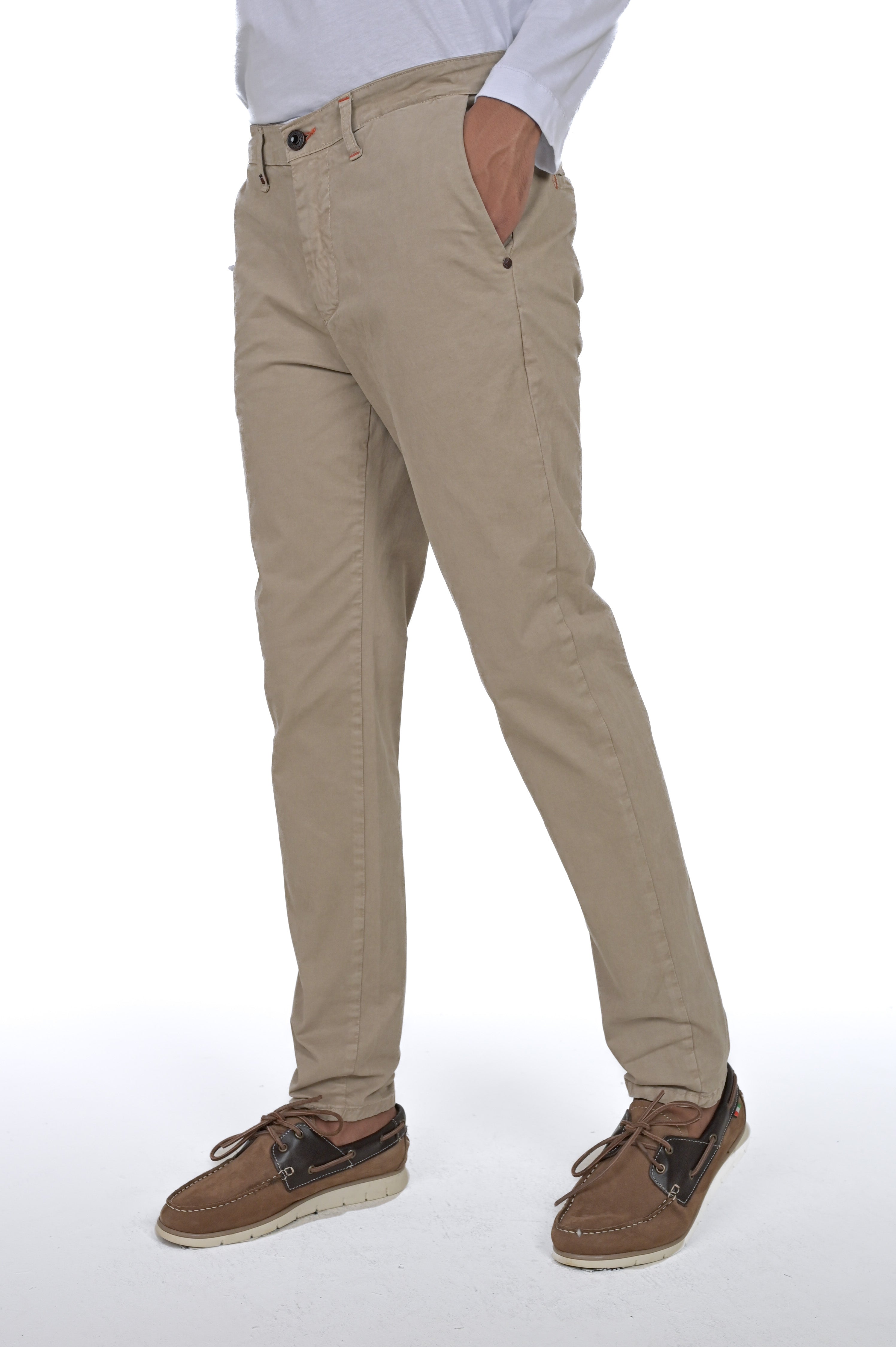 Pantaloni in cotone slim Sonic Raso beige FW24/25