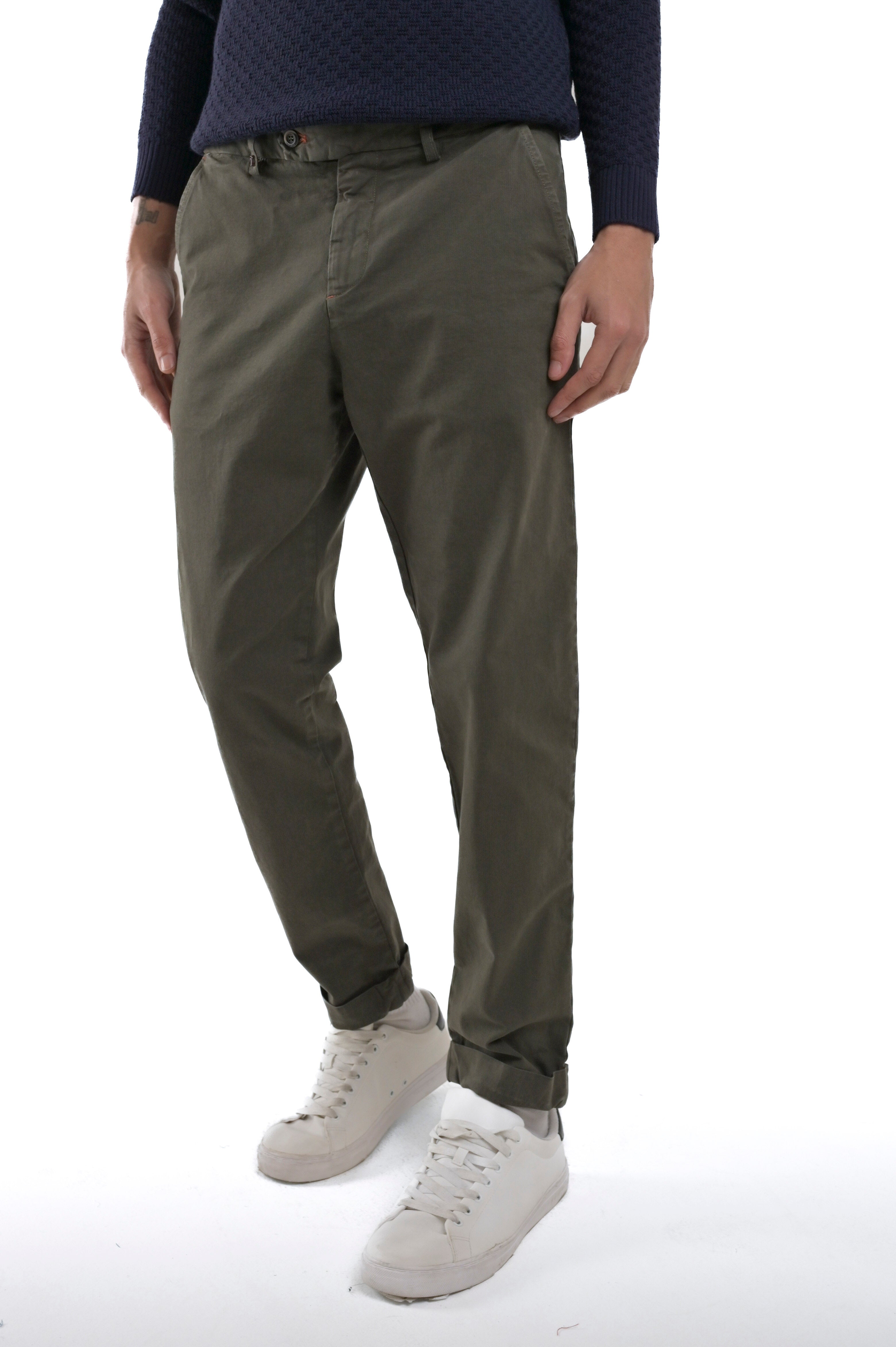 Pantaloni classici slim Racket Seneca verde FW24/25