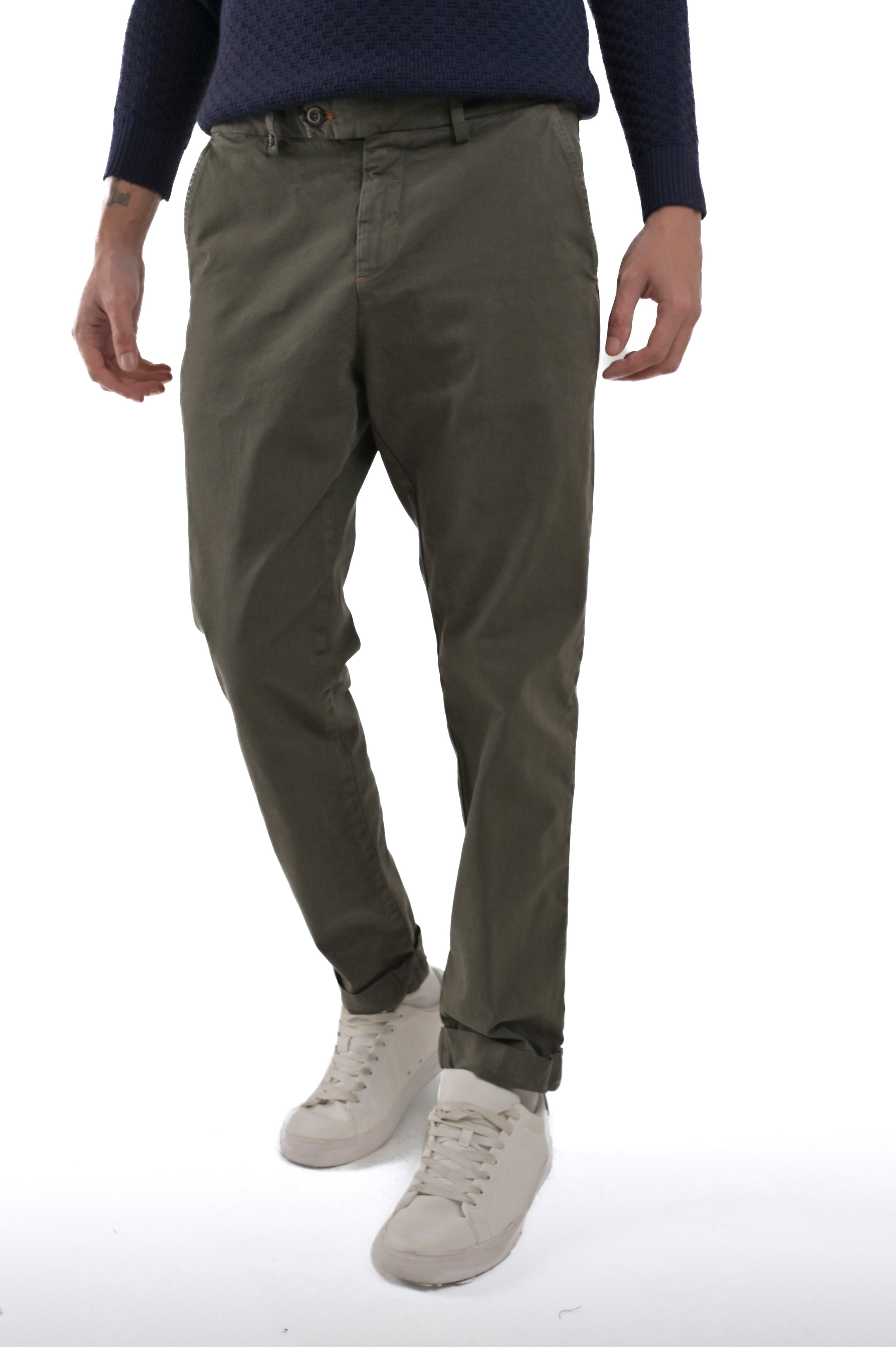 Pantaloni classici slim Racket Seneca verde FW24/25