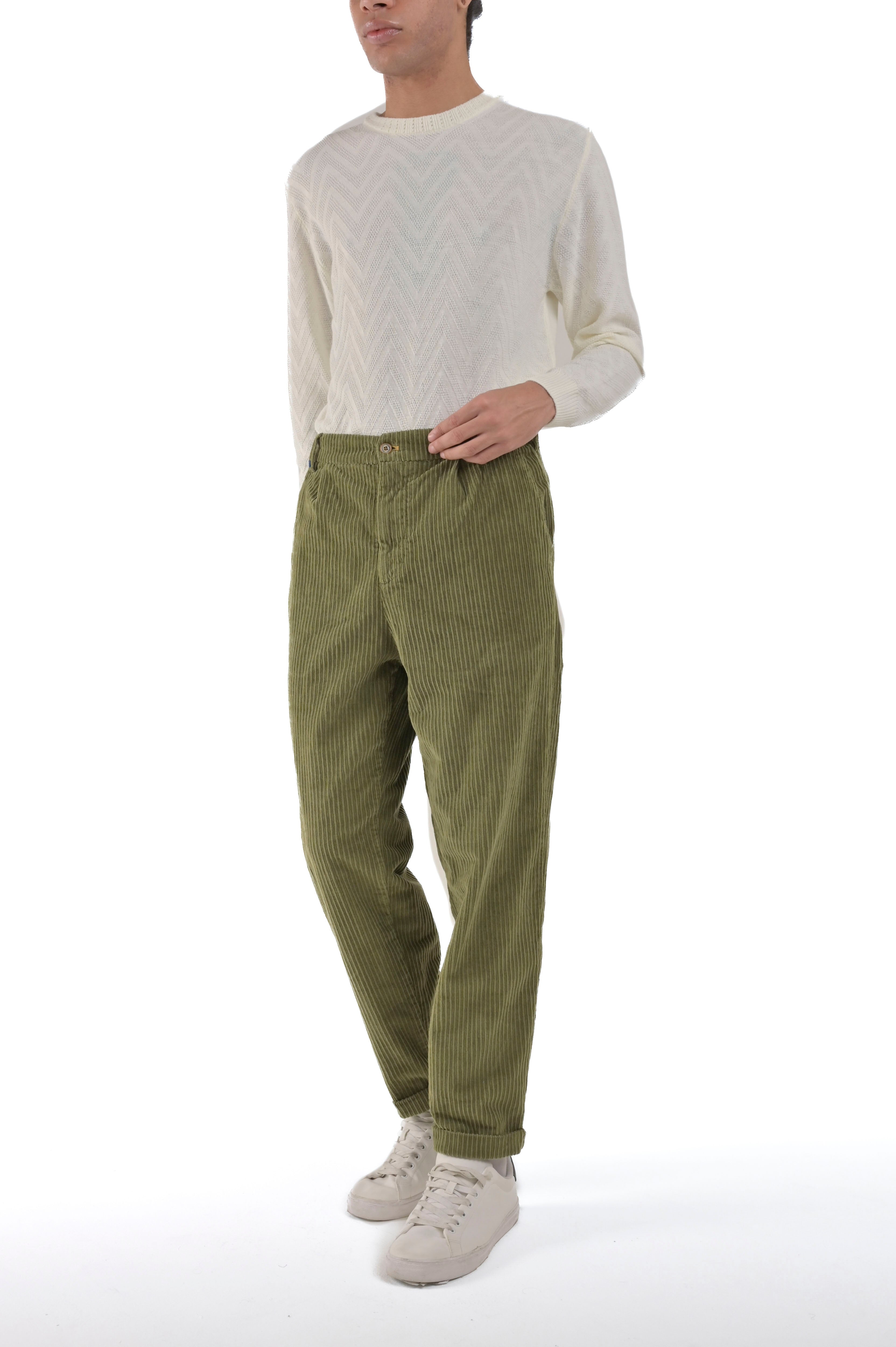 Pantaloni in velluto loose Ballon Costa Velluto oliva FW24/25