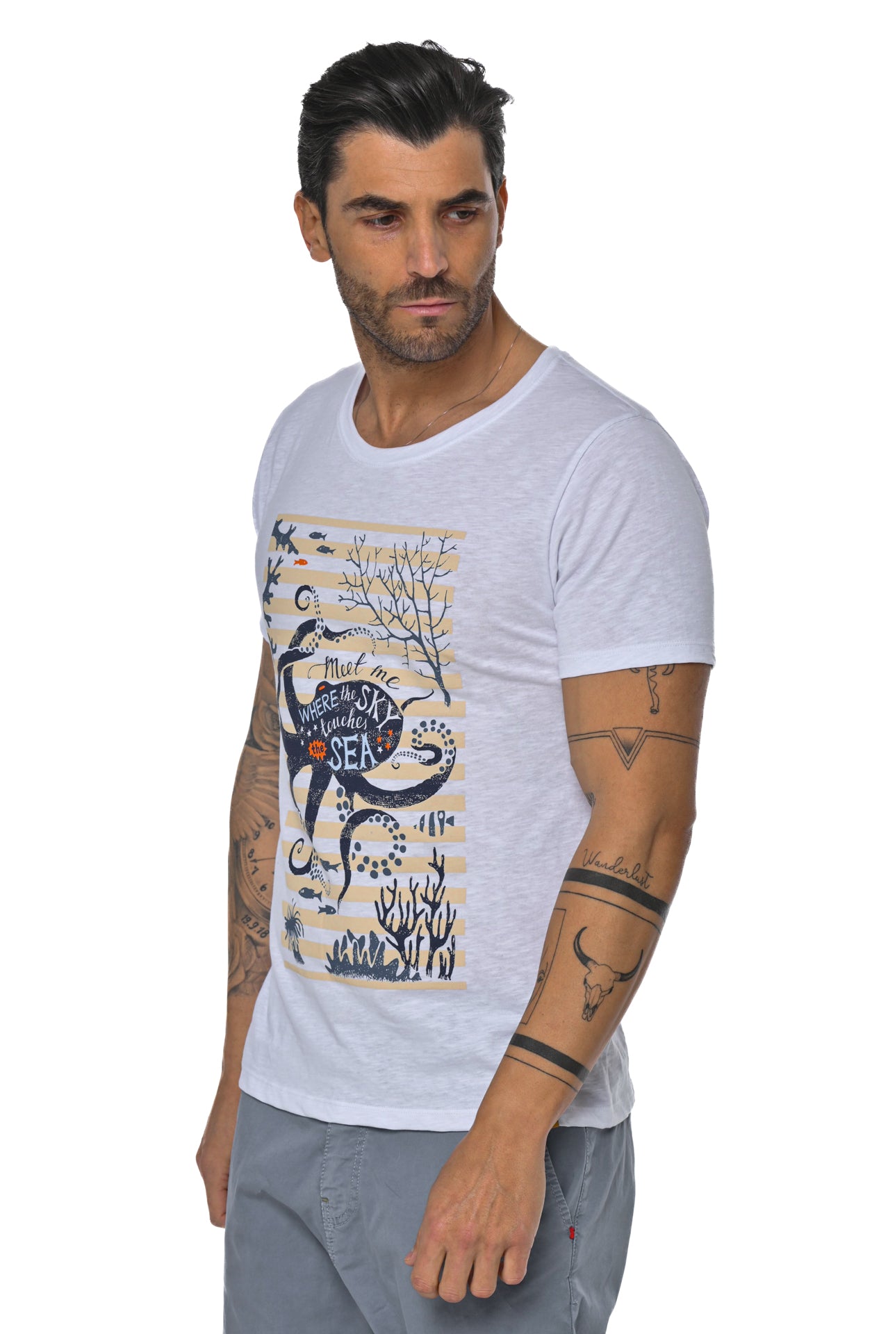 White T-shirt with print DPE 2311 SS23