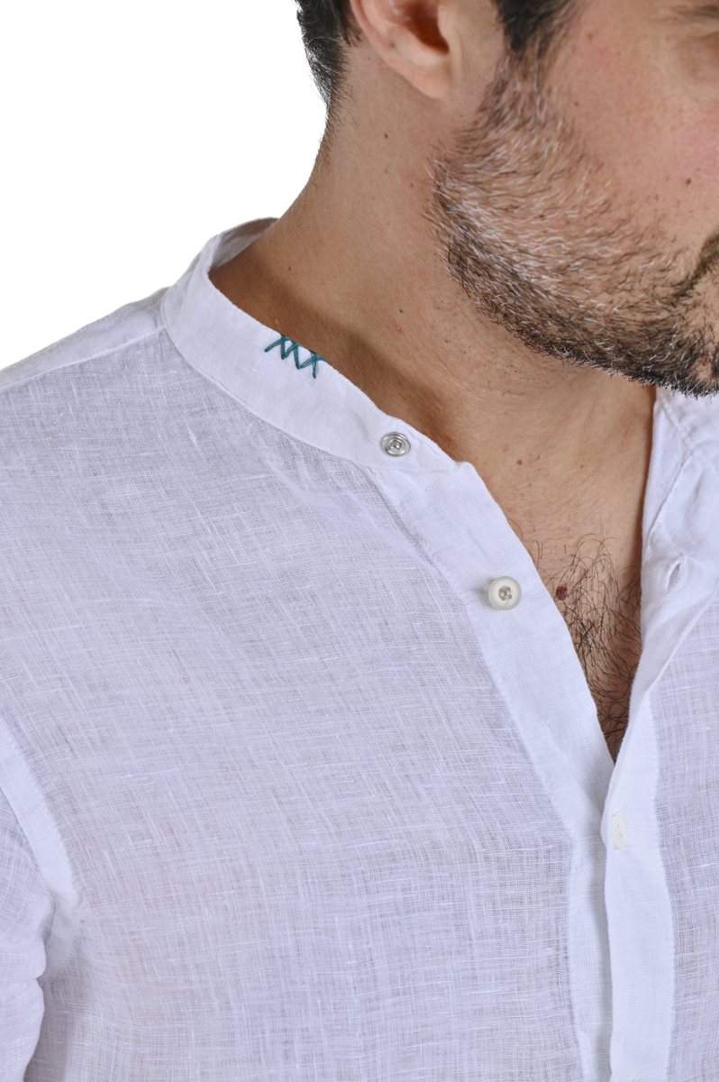 Camicia in Lino regular Leo Taschino Bianco SS24