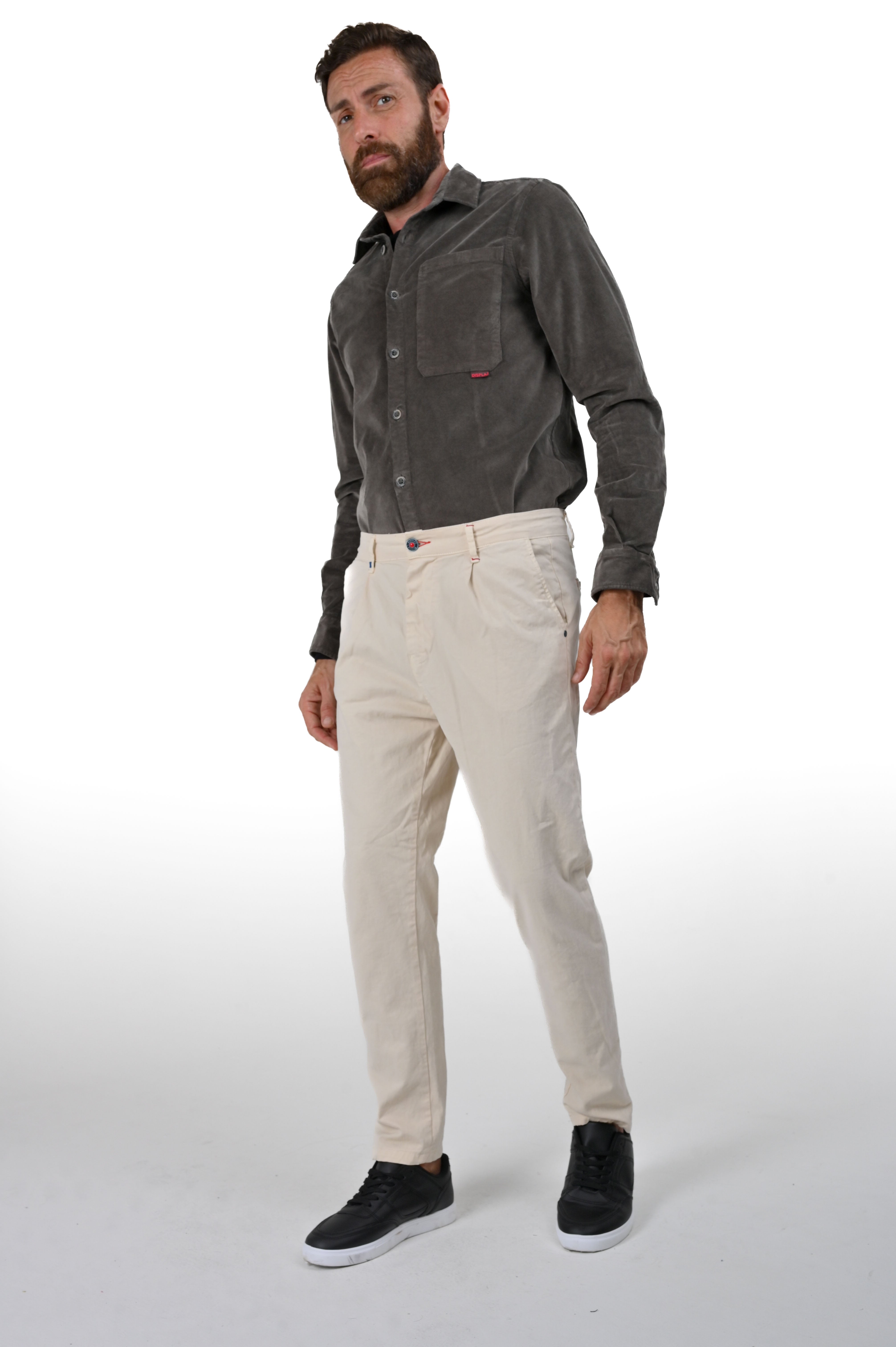 Pantaloni in cotone tapered New Private Gab Panna FW24/25