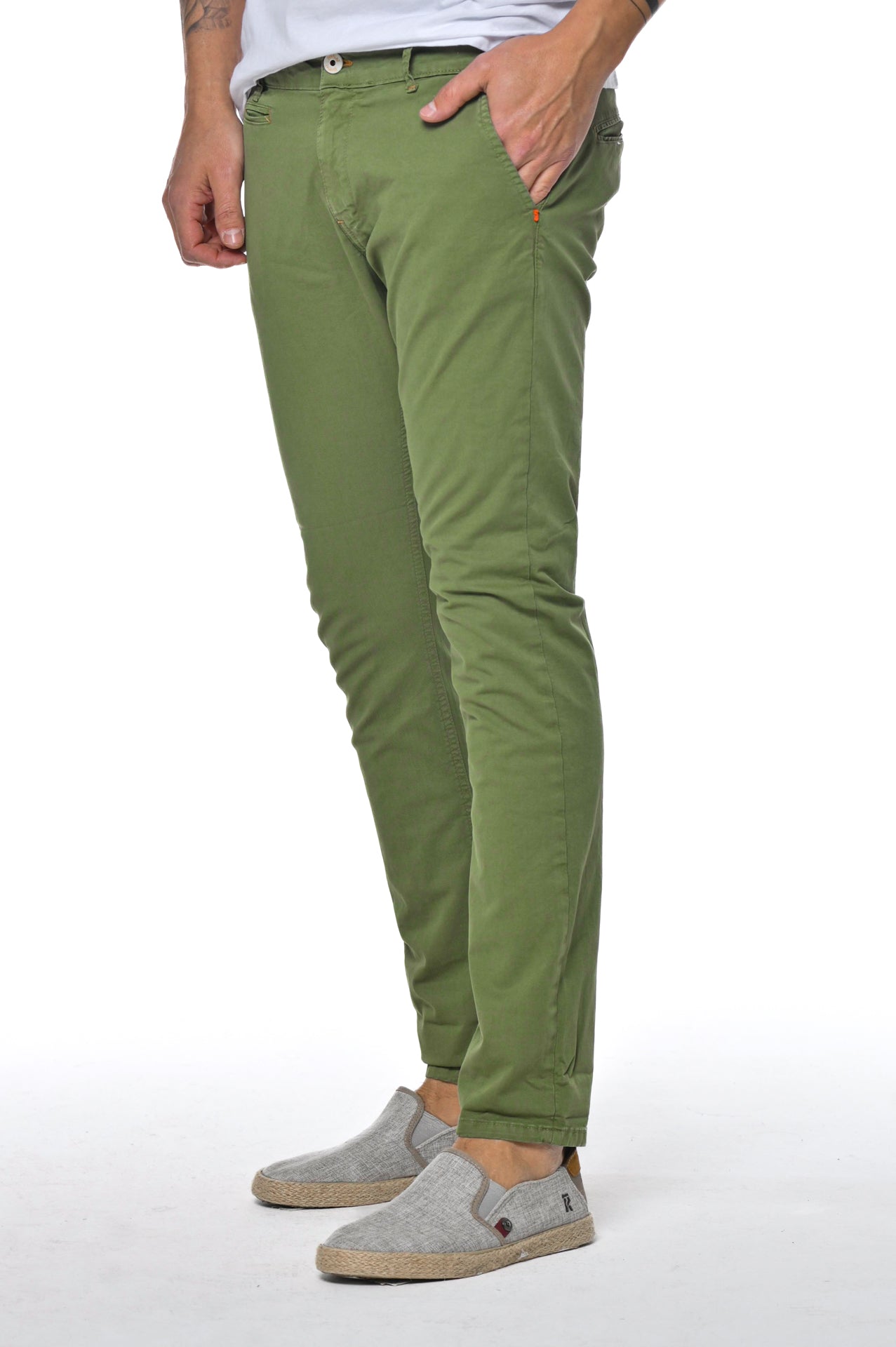 Pantaloni in cotone slim Kinos Verde Pera SS25