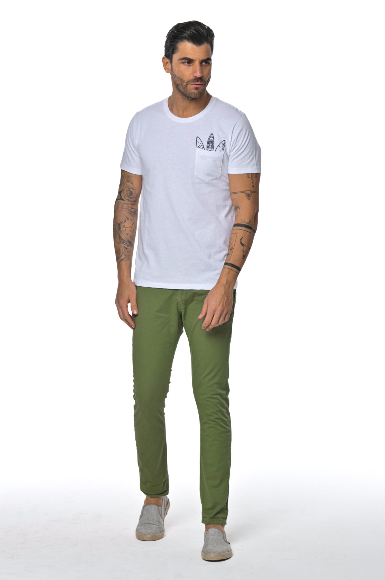 Pantaloni in cotone slim Kinos Verde Pera SS25